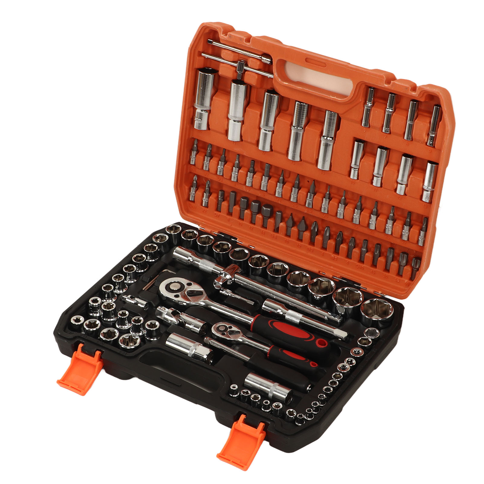 108-teiliger Mechanischer Werkzeugsatz, Schlagschrauber-einsätze, Ratschen- Und Innensechskantschlüssel, Schraubendreherbits Für Die Autoreparatur.