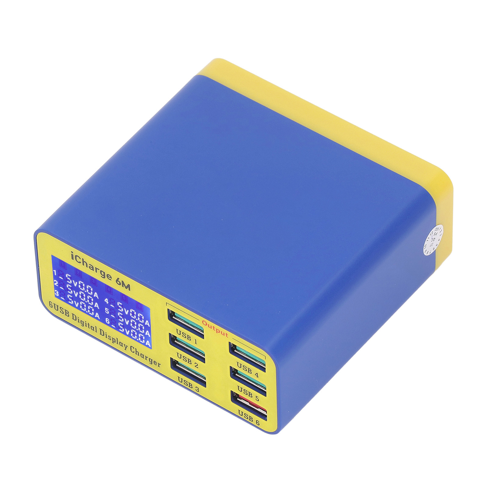 6-port-schnellladegerät Mit Digitalanzeige, Effizienter Wärmeableitung, Kompatibel Mit Smartphones Und Pcs, 100–240 V, Eu-stecker