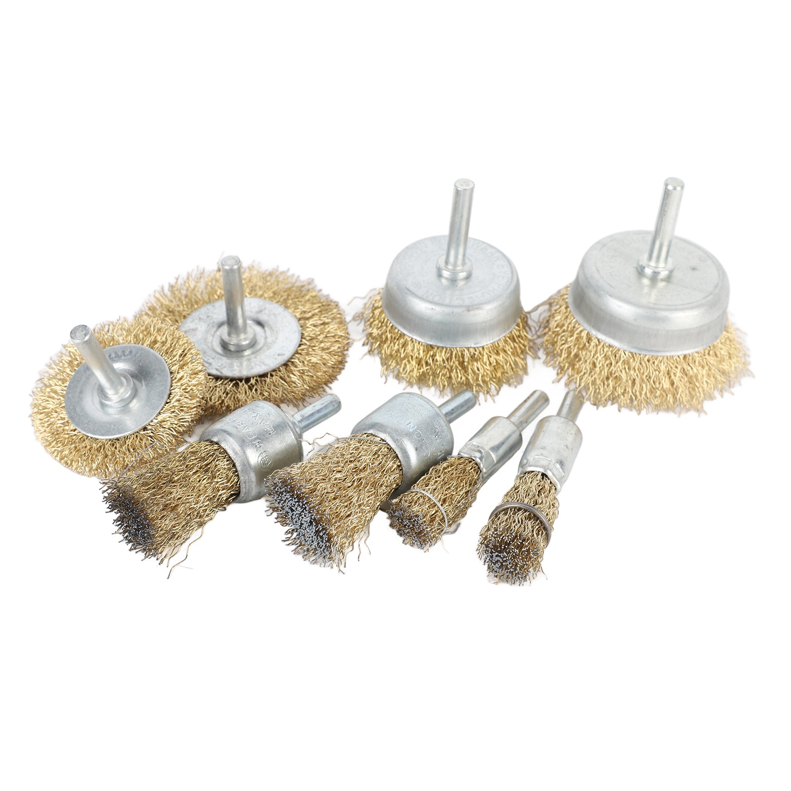 Set Mit 8 Drahttopfbürsten, Grobe, Gewellte Drähte, Zum Entfernen Von Rost Und Farbe Für Bohrmaschine Und Winkelschleifer.