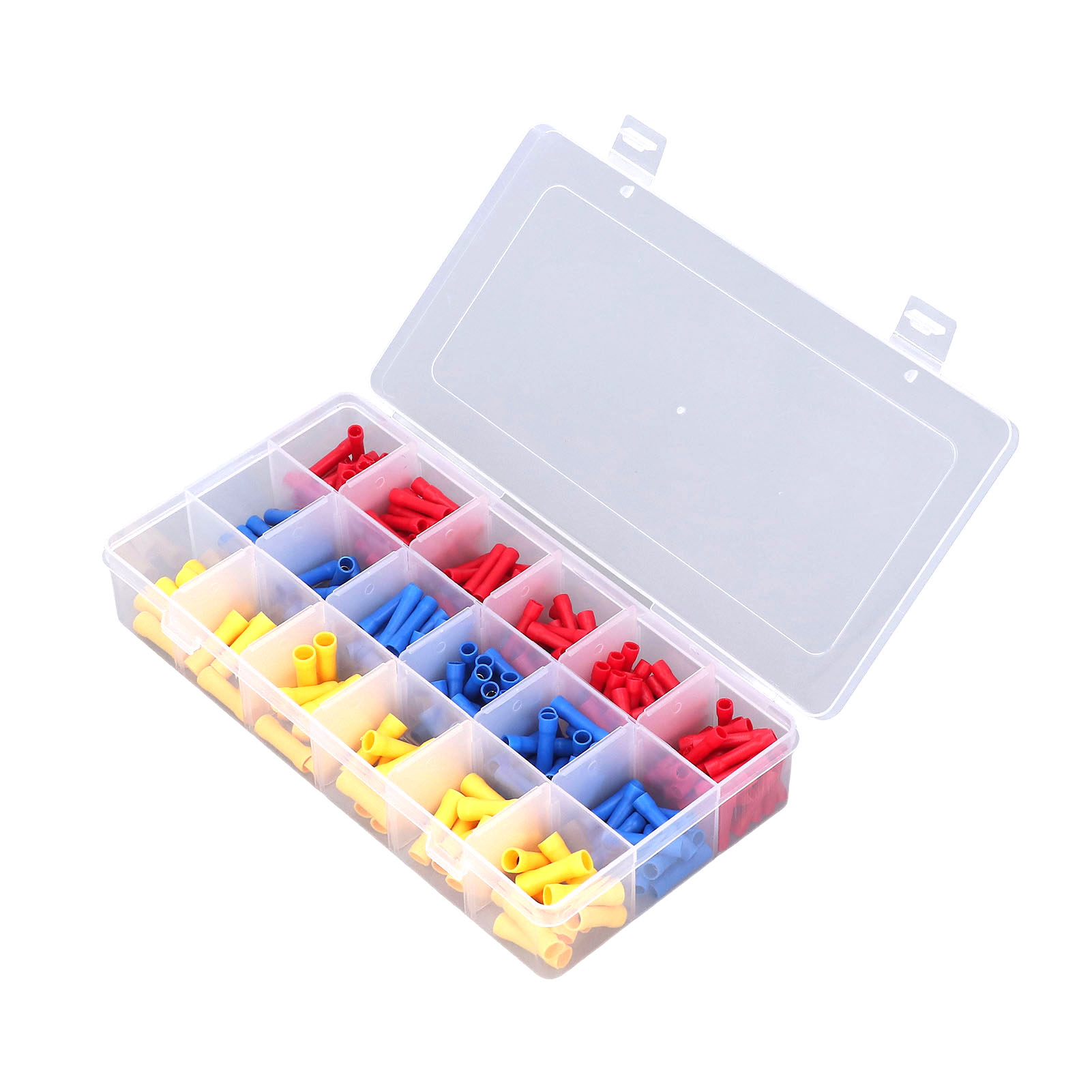 Set Mit 300 Elektrischen Crimpverbindern, Zylindrische Messing- Und Pvc-anschlüsse, Korrosionsbeständig, Robust Und Isoliert Für Die Verdrahtung.