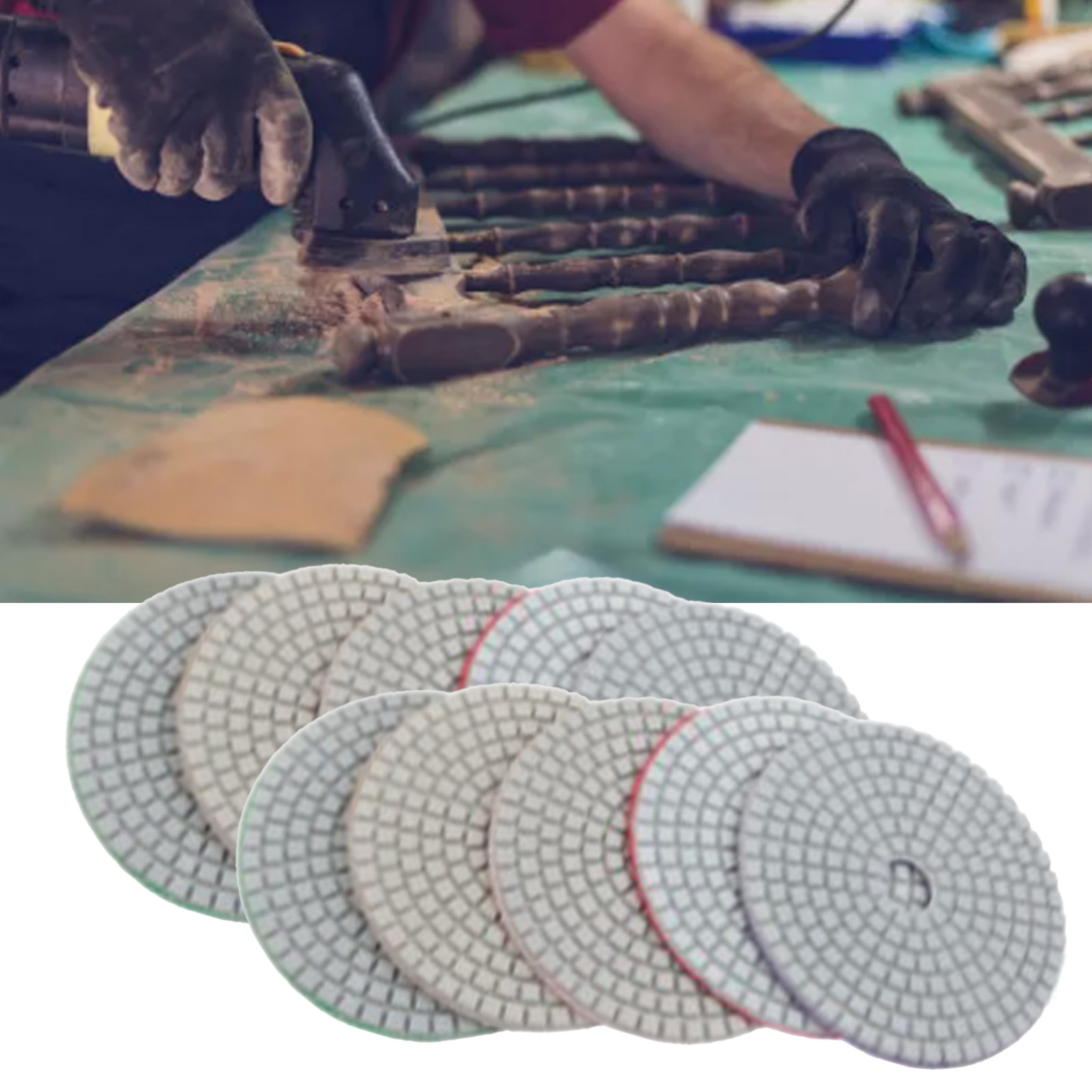 Set Mit 10 Flachen, Weichen Diamantpolierscheiben Für Schwere Schleifarbeiten Mit Trägerplatte Für Keramikstein
