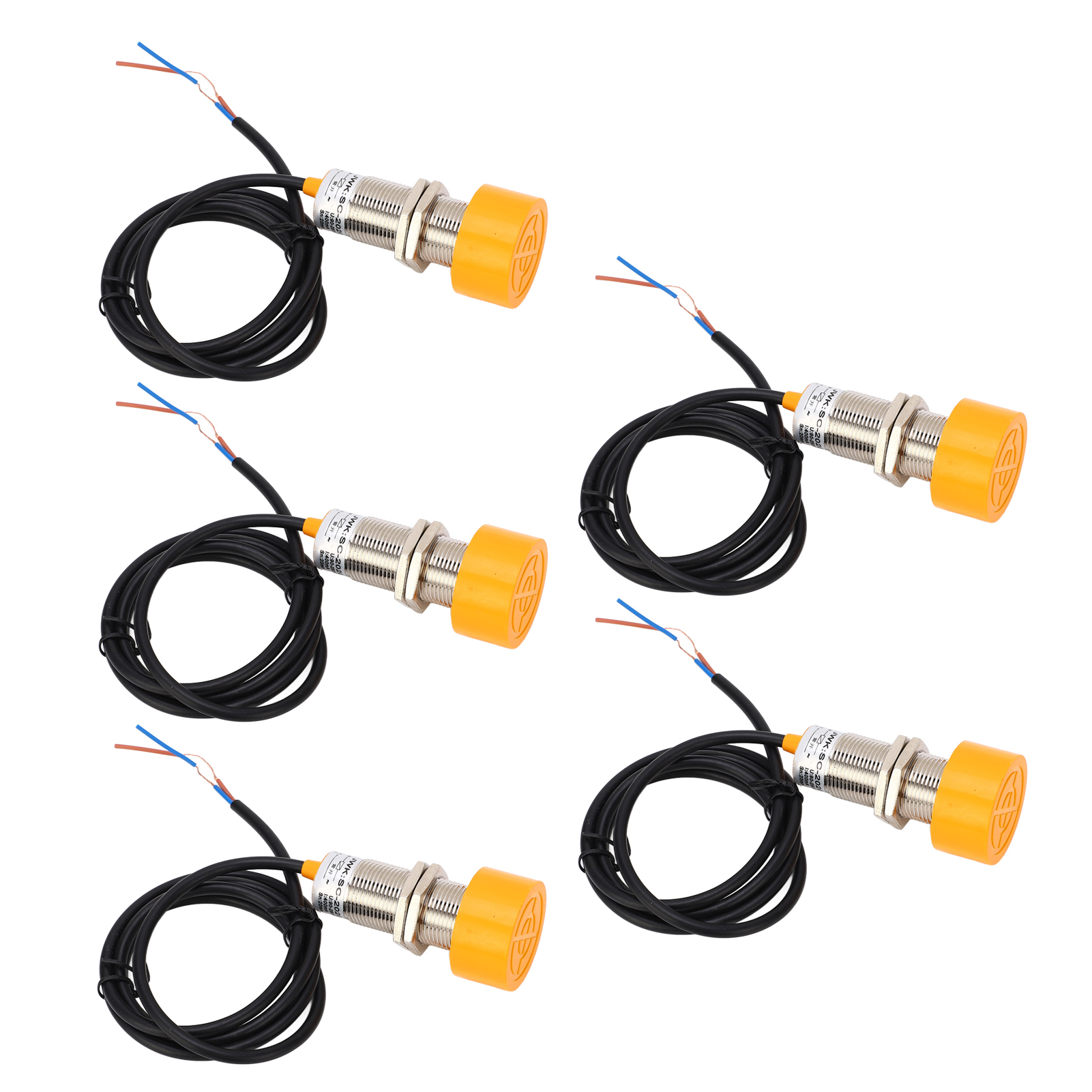 20-mm-pnp-näherungssensor, 5 Stück, Normalerweise Offen, Wasserdicht (ip65), Runder Detektor, 90–250 V Dc