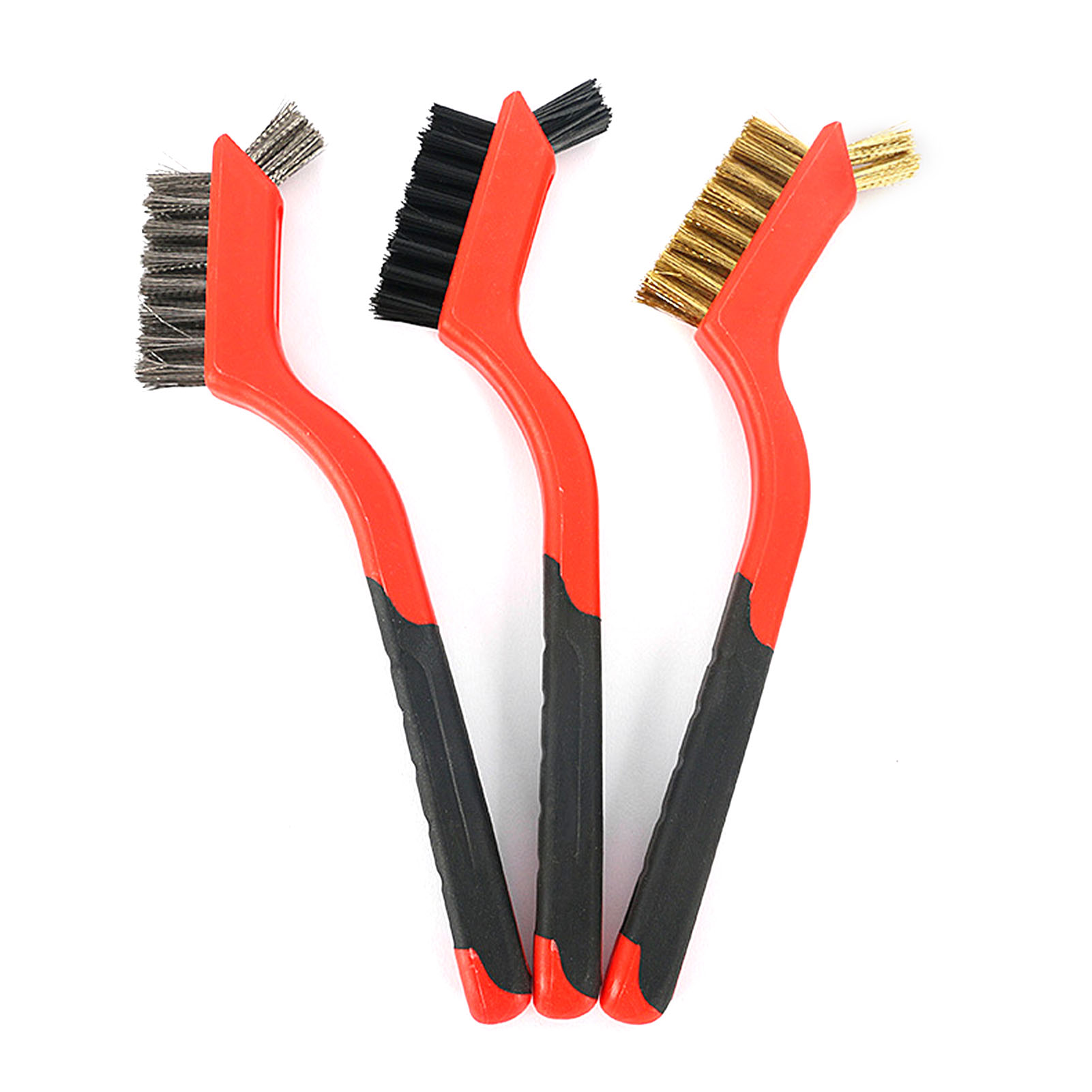 3-teiliges Drahtbürstenset, Edelstahl, Nylon, Kupferrot, Rostbeständige Reinigung, 7 Zoll, Abisolierwerkzeug.