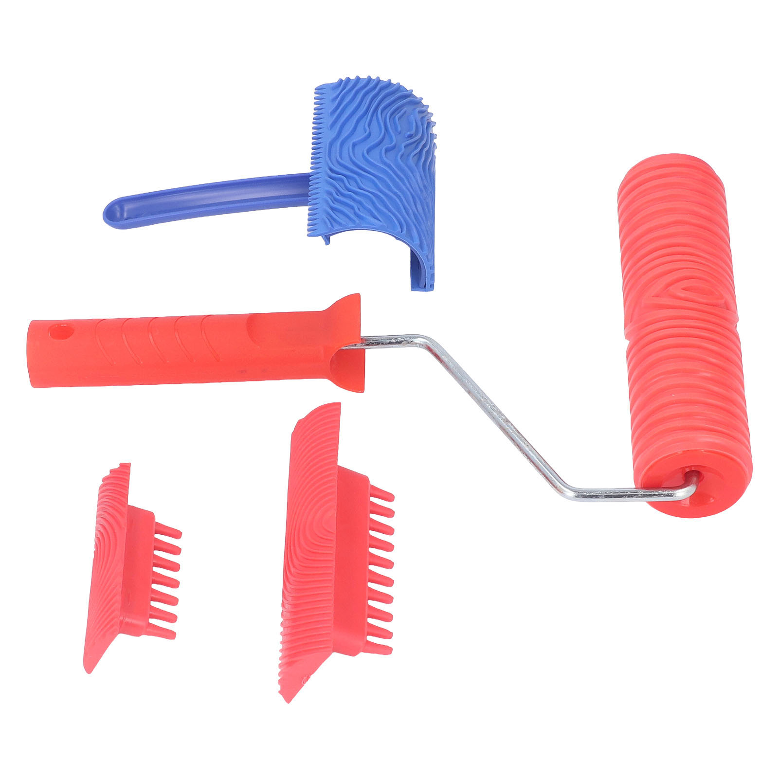 Holzmaserungs-farbroller-set Mit Griff, Dekoratives Gummi-malwerkzeug Für Wände Und Räume, Strukturwalzen-set