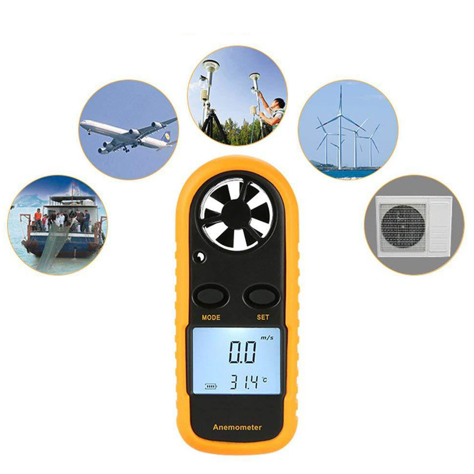 Digitales Anemometer Gm816 Mit Lcd-bildschirm, Misst Windgeschwindigkeit Und Temperatur, Handgerät, 3v, Präzises Wetterinstrument.