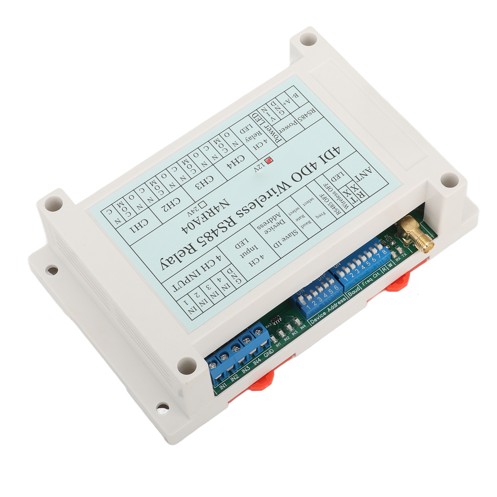 4-kanal-funkrepeater (433 Mhz), 4di/4do-rs485-sender-/empfängermodul Mit Antenne, 12 V Dc