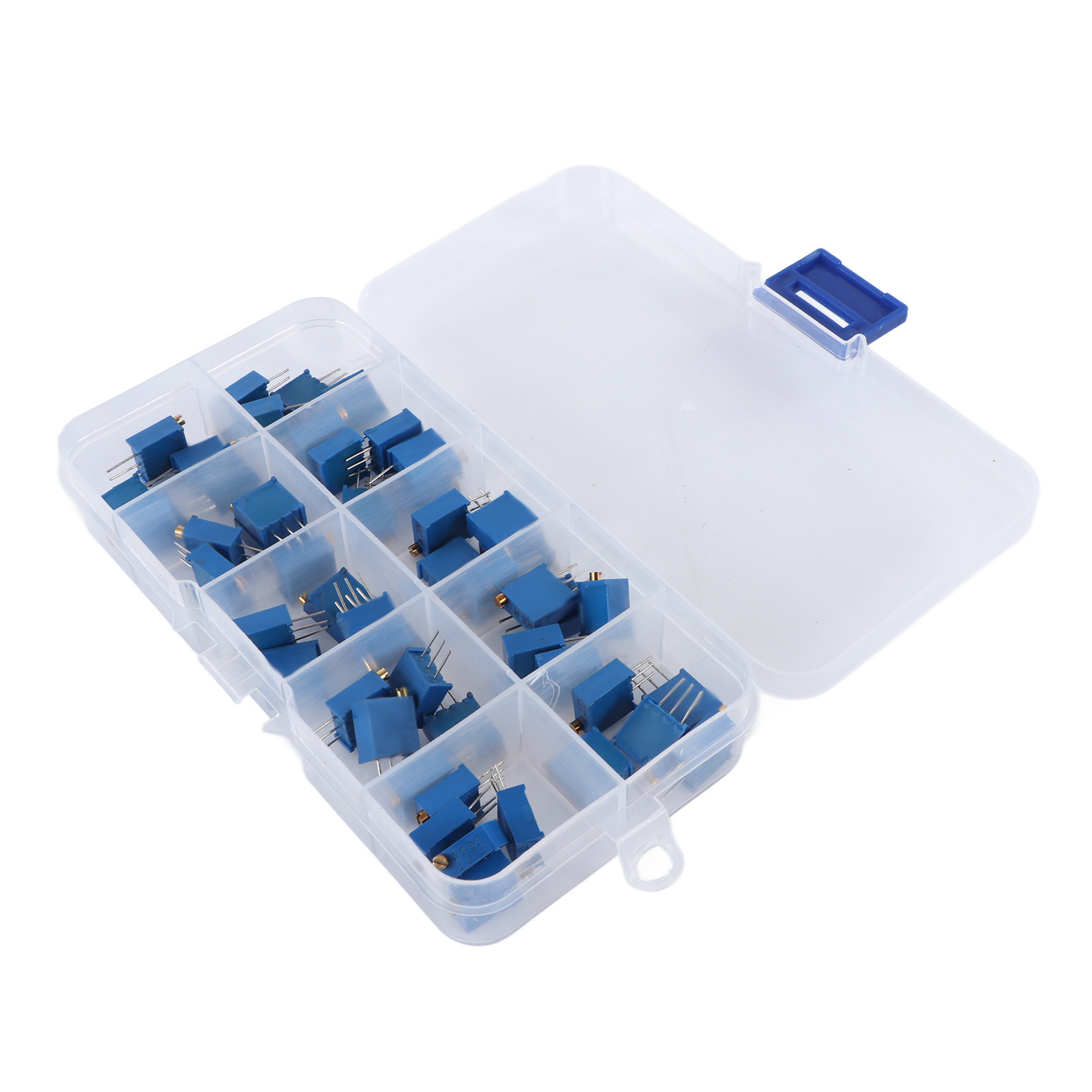 Satz Mit 50 Einstellbaren 3296w-potentiometern, Variable Widerstände Von 500 Ω Bis 1 Mω (500, 1 Kω, 2 Kω, 5 Kω, 10 Kω, 20 Kω, 50 Kω, 100 Kω, 200 Kω, 1 Mω), Mehrfach-trimmer Für Präzise Einstellung