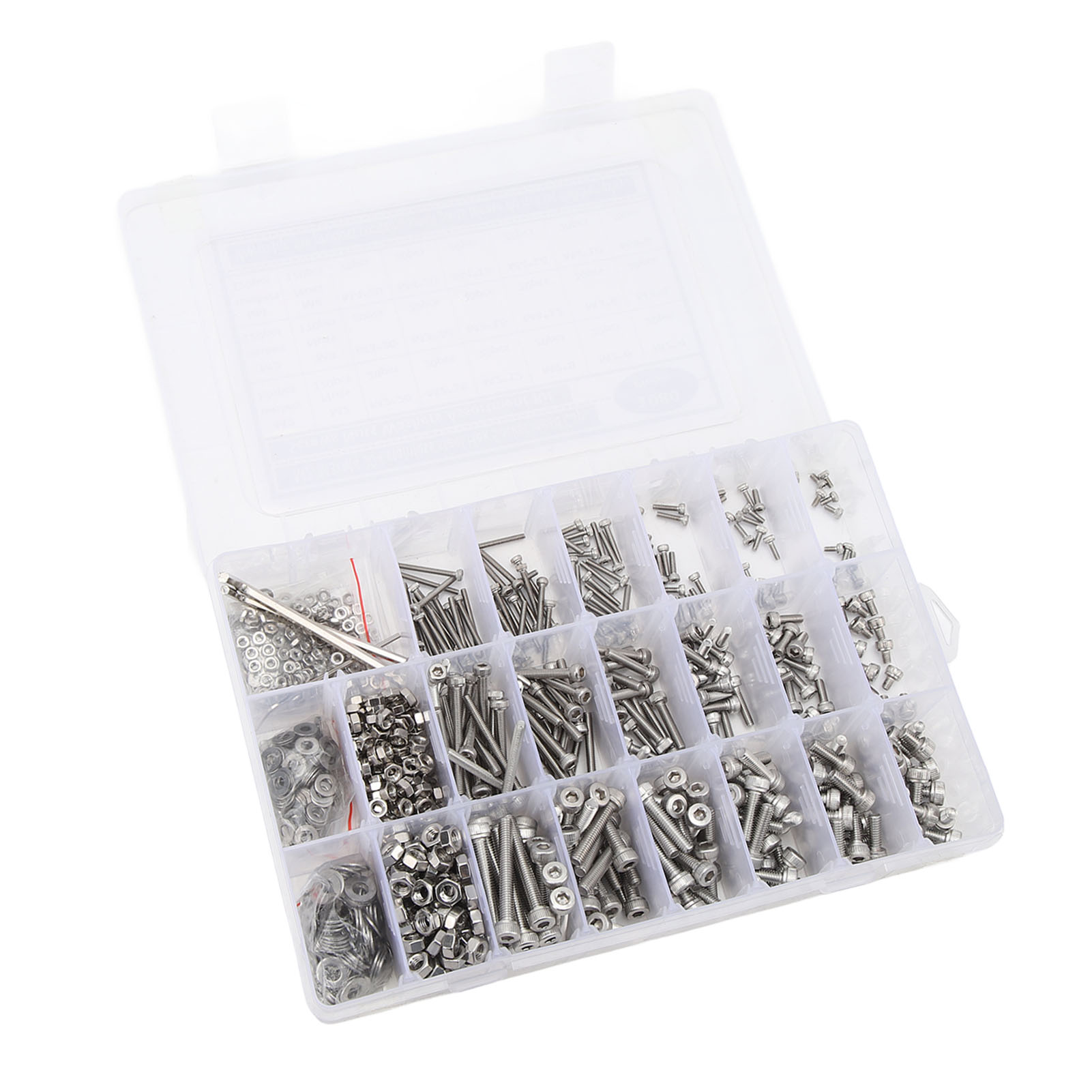 1080-teiliges Set Aus 304 Edelstahl-linsenkopfschrauben, Verschiedenen Schrauben Und Muttern Mit Innensechskantschlüssel, 6-kant-gewinde