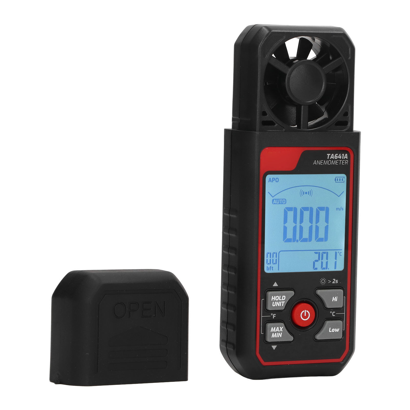 Digitales 8-blatt-anemometer, Hochpräzises Tragbares Windgeschwindigkeitsmessgerät 0,06–30,0 M/s, Manuelles Manometer