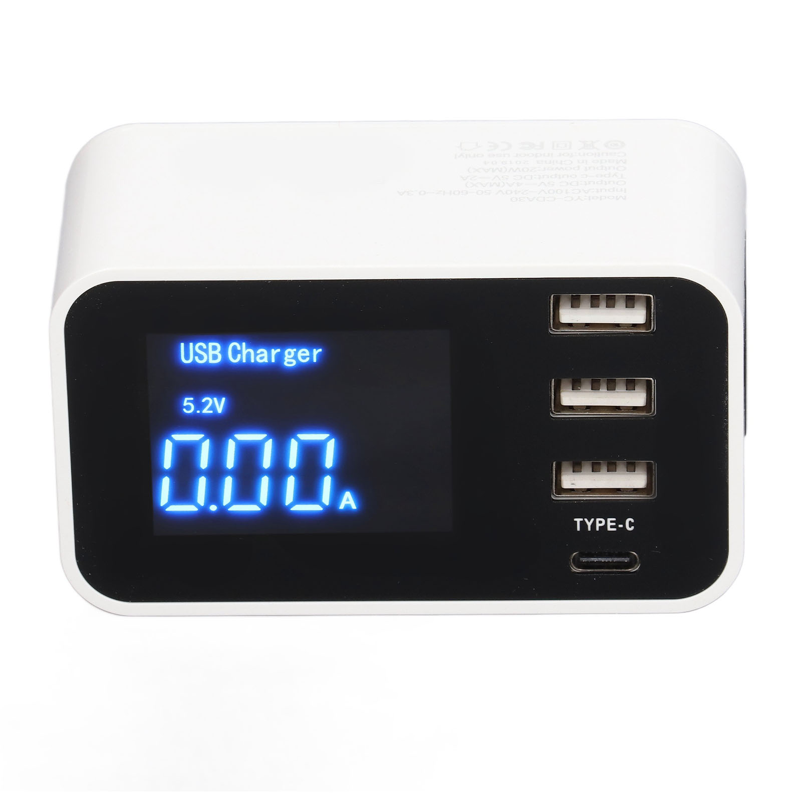 3-port-usb-typ-c-ladegerät Mit Led-anzeige, 2,4 A, Eu-stecker, 100–240 V Und Digitalanzeige