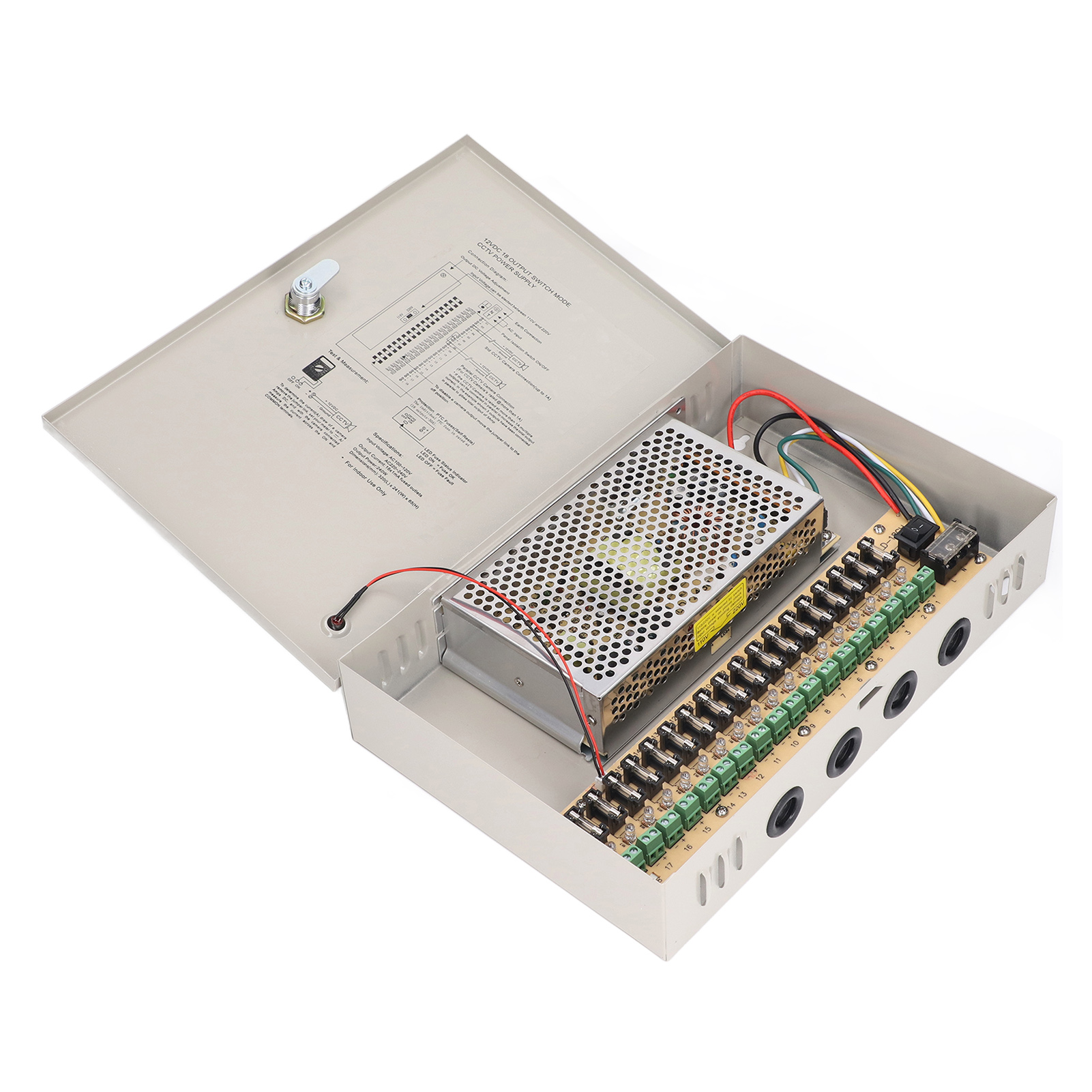 12v 10a Netzteil, Wasserdichtes Und Diebstahlsicheres Gehäuse Mit 18 Ausgängen Für Überwachungskameras Und 110v Elektronische Geräte