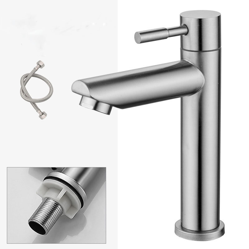 Mit Flexschlauchanschluss, Kaltwasser-waschtischarmatur Mit 150 Mm Auslaufhöhe, Nur Kaltwasser Für Handwaschbecken, Badezimmer- Und Wc-armatur, Einlochmontage