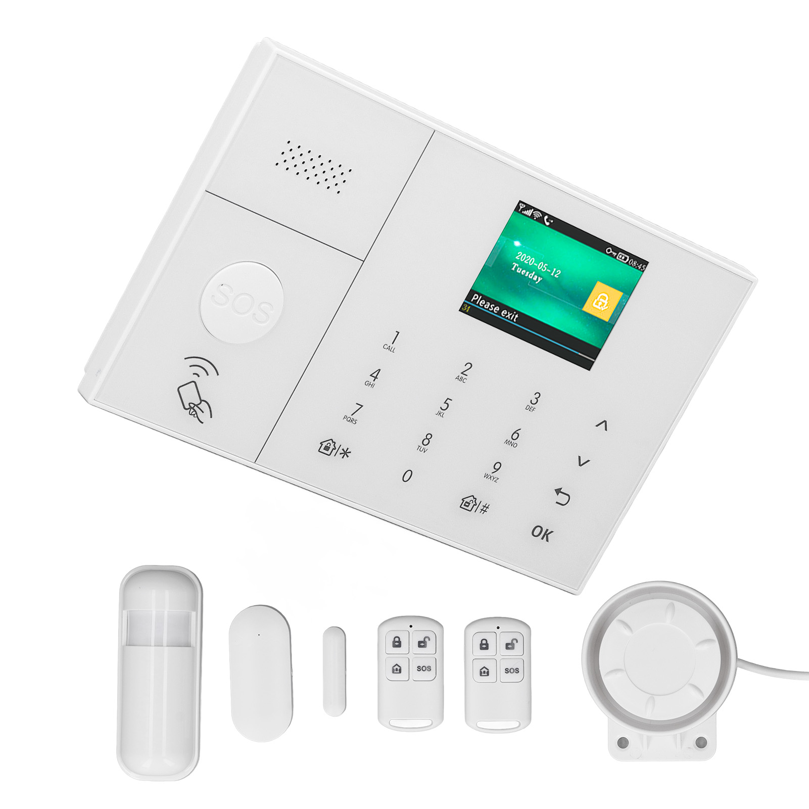 2,4-zoll-farb-tft-bildschirm, Gsm-wlan-alarmsystem, Tuya-kompatibler Diebstahlschutz-smart-home-automatisierungscontroller, Fernbedienung