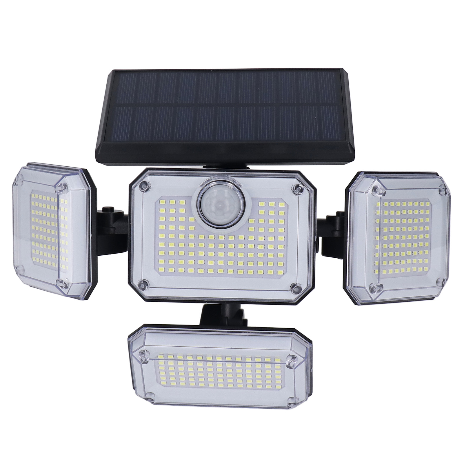 Solar-außenleuchte Mit 4 Schwenkbaren Köpfen, Ip64 Wasserdichtem Led-strahler, Flexibel Und Faltbar, Hitzebeständig, Für Haus- Und Gartenbeleuchtung, 4 Verstellbare Strahler.