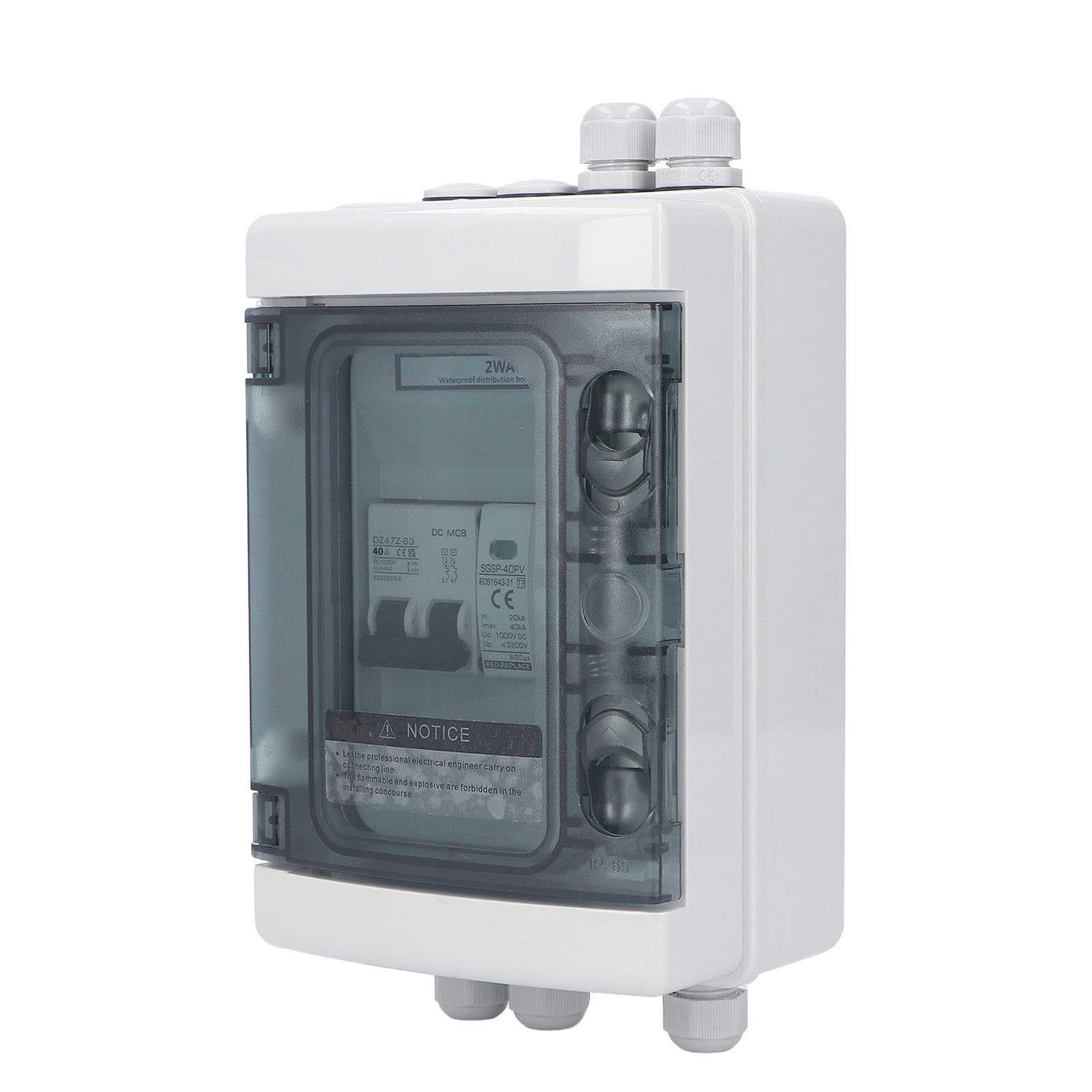 Wasserdichter Ip65 Solar-pv-anschlusskasten Mit Blitzschutz, 1000v Photovoltaik-trennschalter, 40a Leitungsschutzschalter.