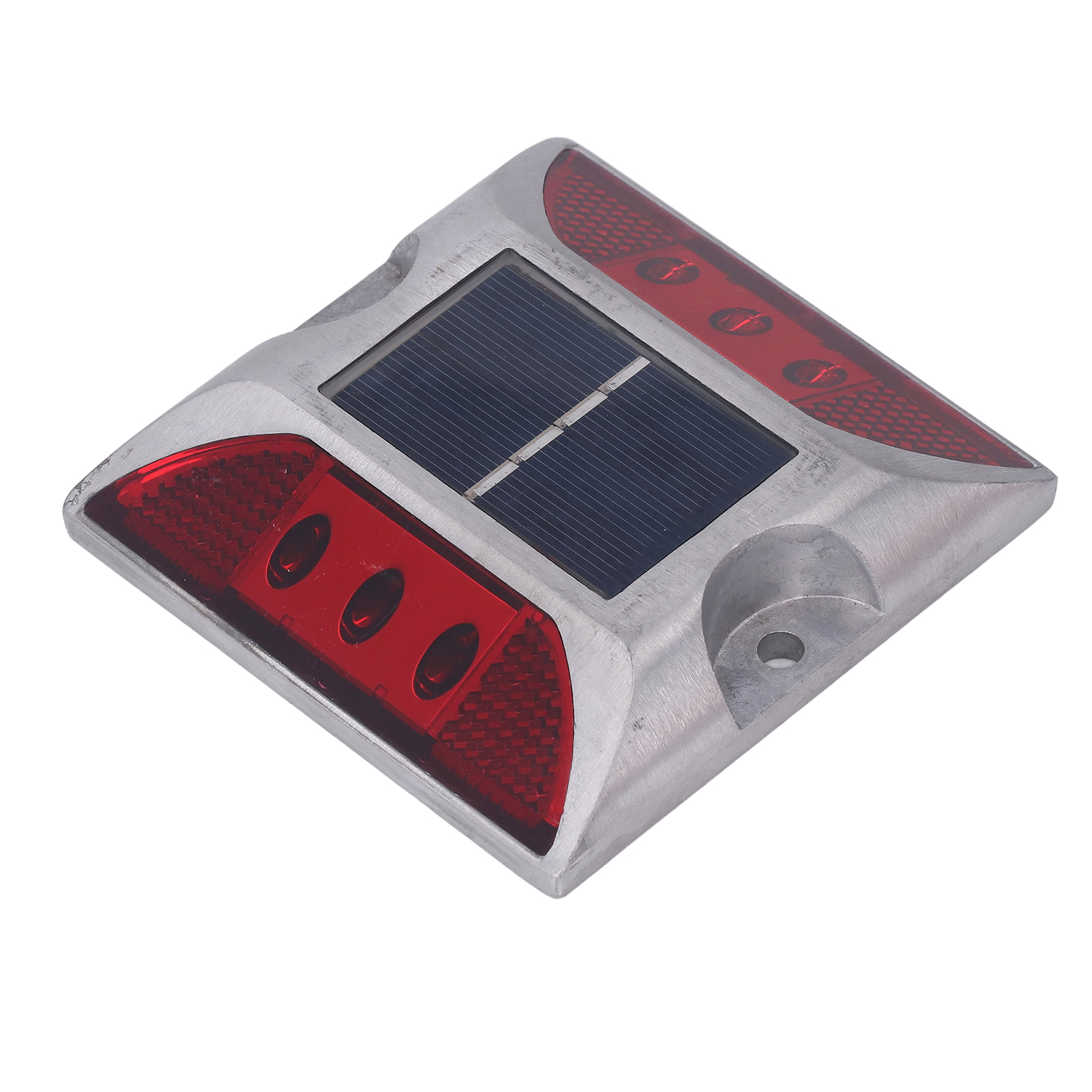 Solarbetriebene Pollerleuchte Aus Aluminiumlegierung Für Einfahrt, Gehweg, Außentreppe, Wasserdichte Straßenmarkierung (ip68), Rotes Licht, 1 Stück