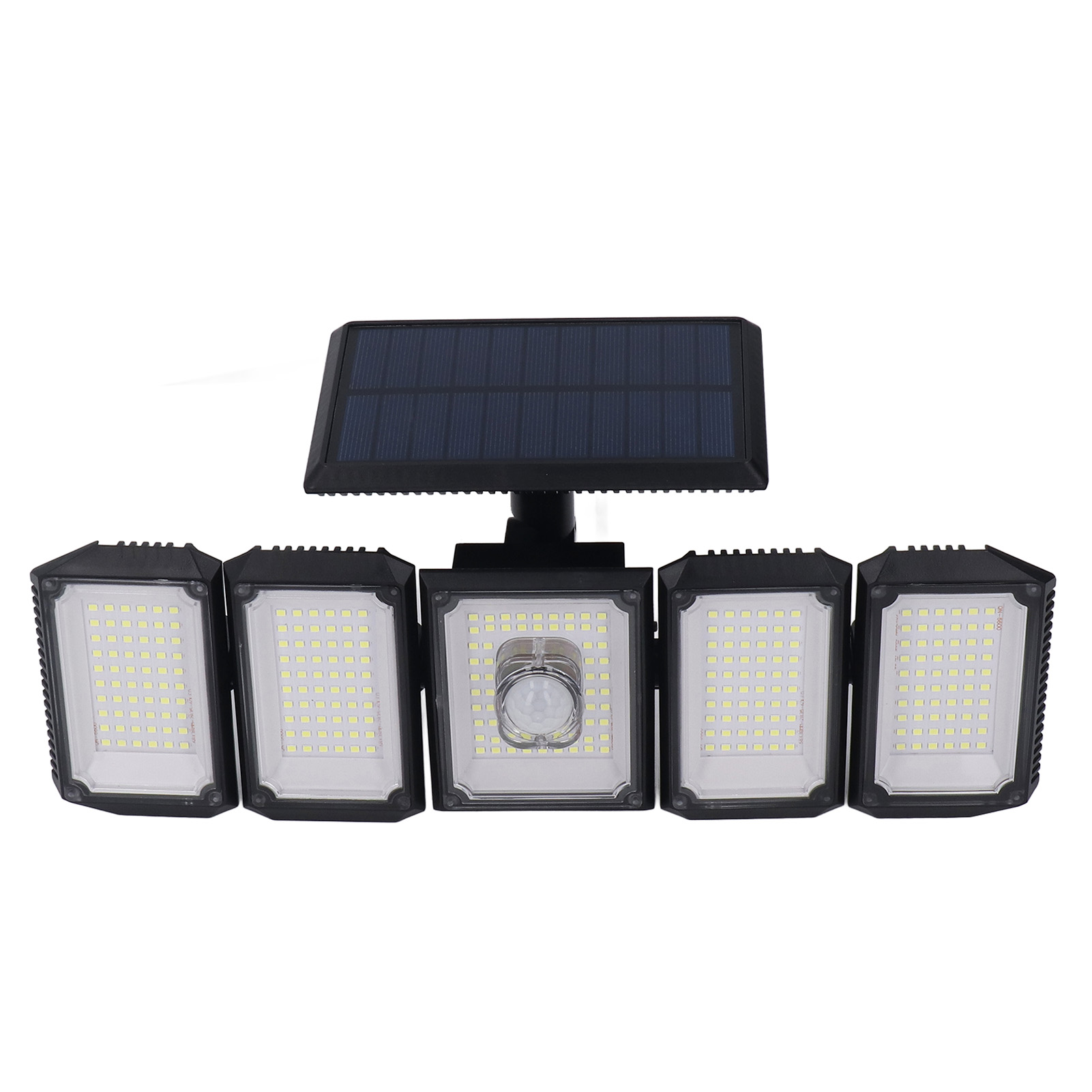 Solar-außenleuchte Mit 5 Leuchtenköpfen, Ip65 Wasserdicht, Infrarotdetektor, 300 Leds, Wandstrahler Für Garten Und Terrasse.
