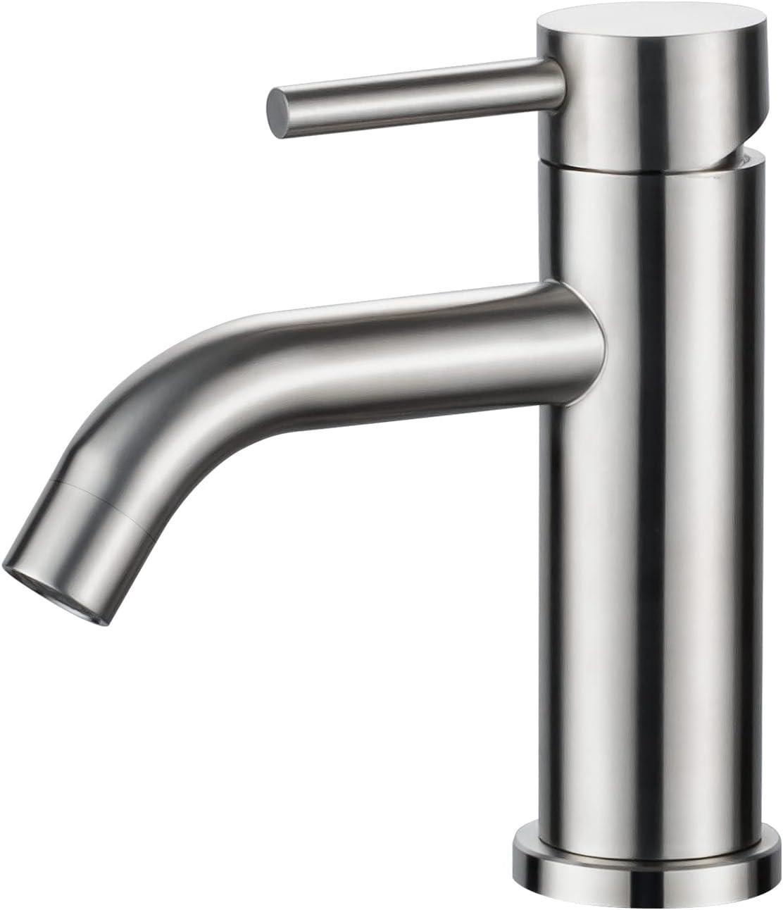 Einhebel-waschtischarmatur, Geräuscharme Badarmatur, Keramikkartusche, Edelstahlkorpus, Moderne Ausführung.