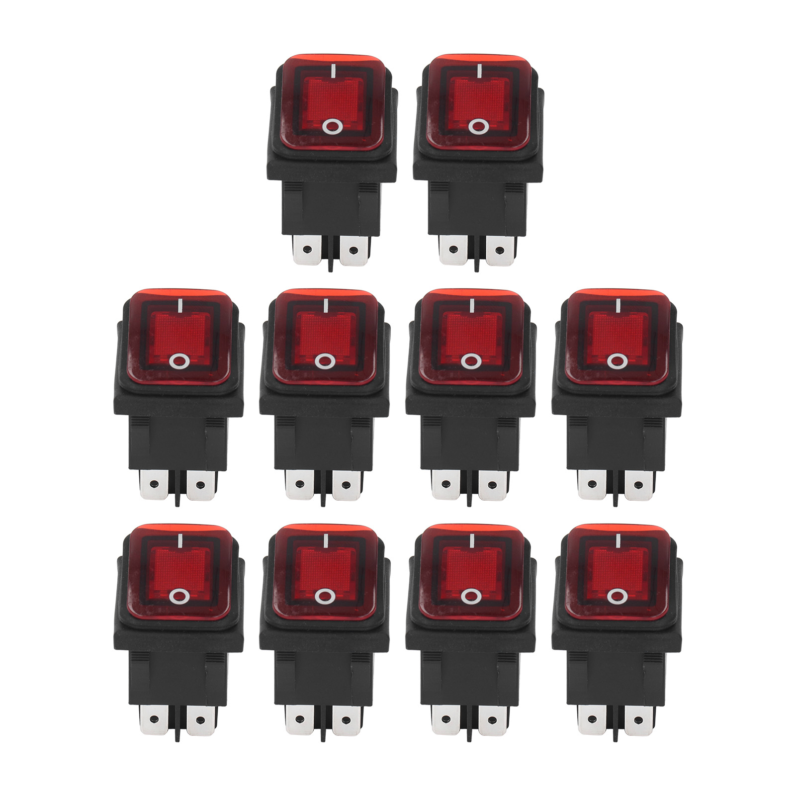 2-positionen-wippschalter, 10 Stück, Ein/aus, 30 A Ac 125 V/250 V, Für Boote, Mit Roter Led-anzeige, 4 Pins