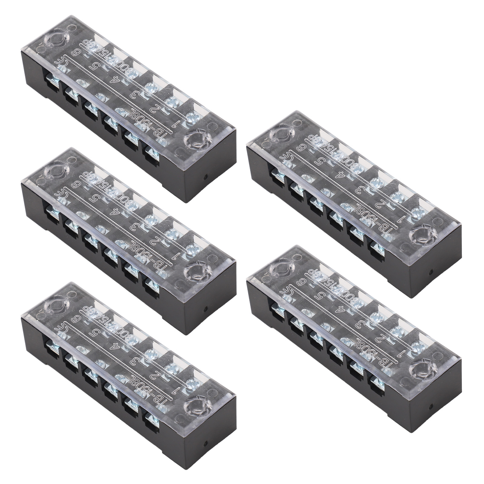 Satz Von 5 6-poligen Verteilerblöcken, M3-schraubklemmen Mit Kurzem Stecker, 15a 600v Verteilerleiste.