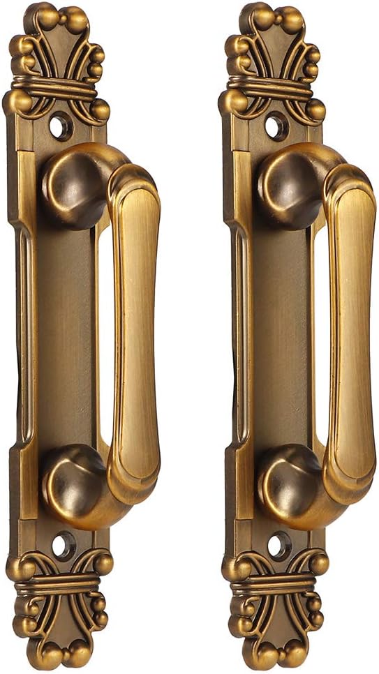 2-teiliges Europäisches Türgriffset, Antiker Metallschiebegriff, Beweglicher Griff, Schubladengriff Aus Schmiedeeisen