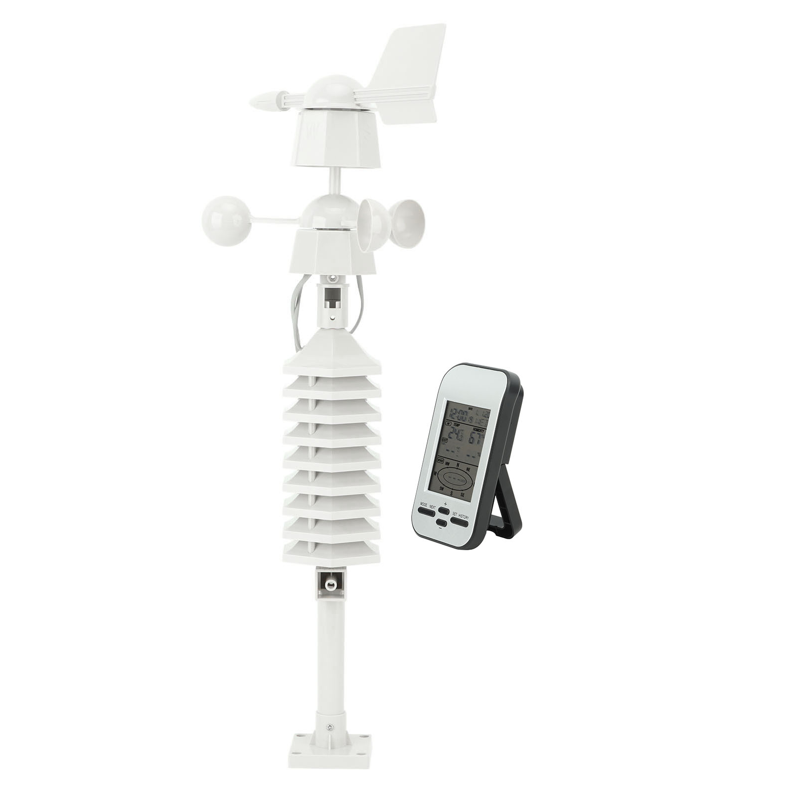 Multifunktionale Heimwetterstation Mit Thermometer, Hygrometer, Anemometer, Windrichtungsanzeiger, Wettervorhersage, 100 M Reichweite, Für Den Außenbereich Geeignet, Präzise Digitale Anzeige, Kabellos