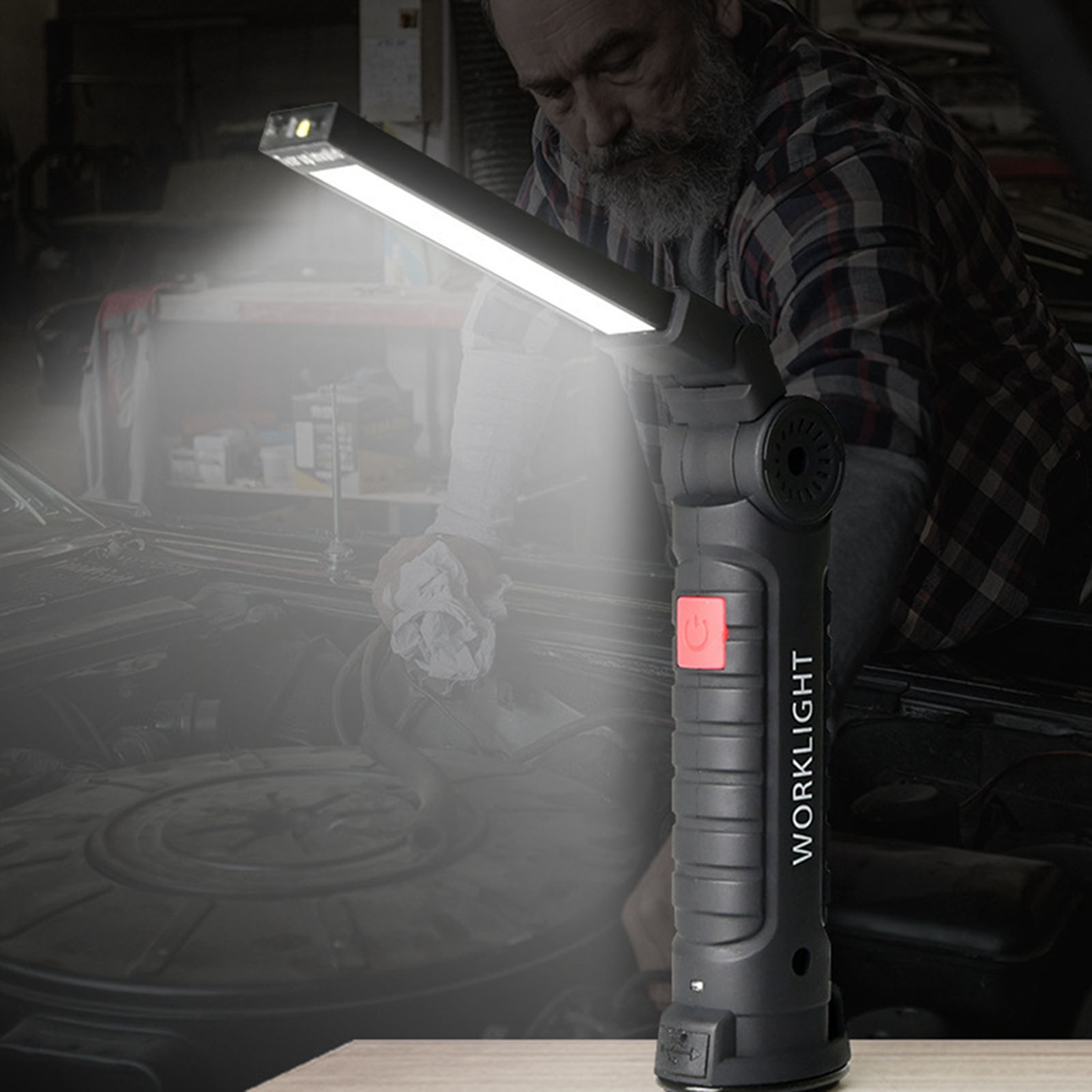 Wiederaufladbare Magnetische Usb-led-taschenlampe, Leistungsstarke Multifunktion Mit Lichtwarnsignal, Ideal Für Autoreparaturen Und Arbeiten.