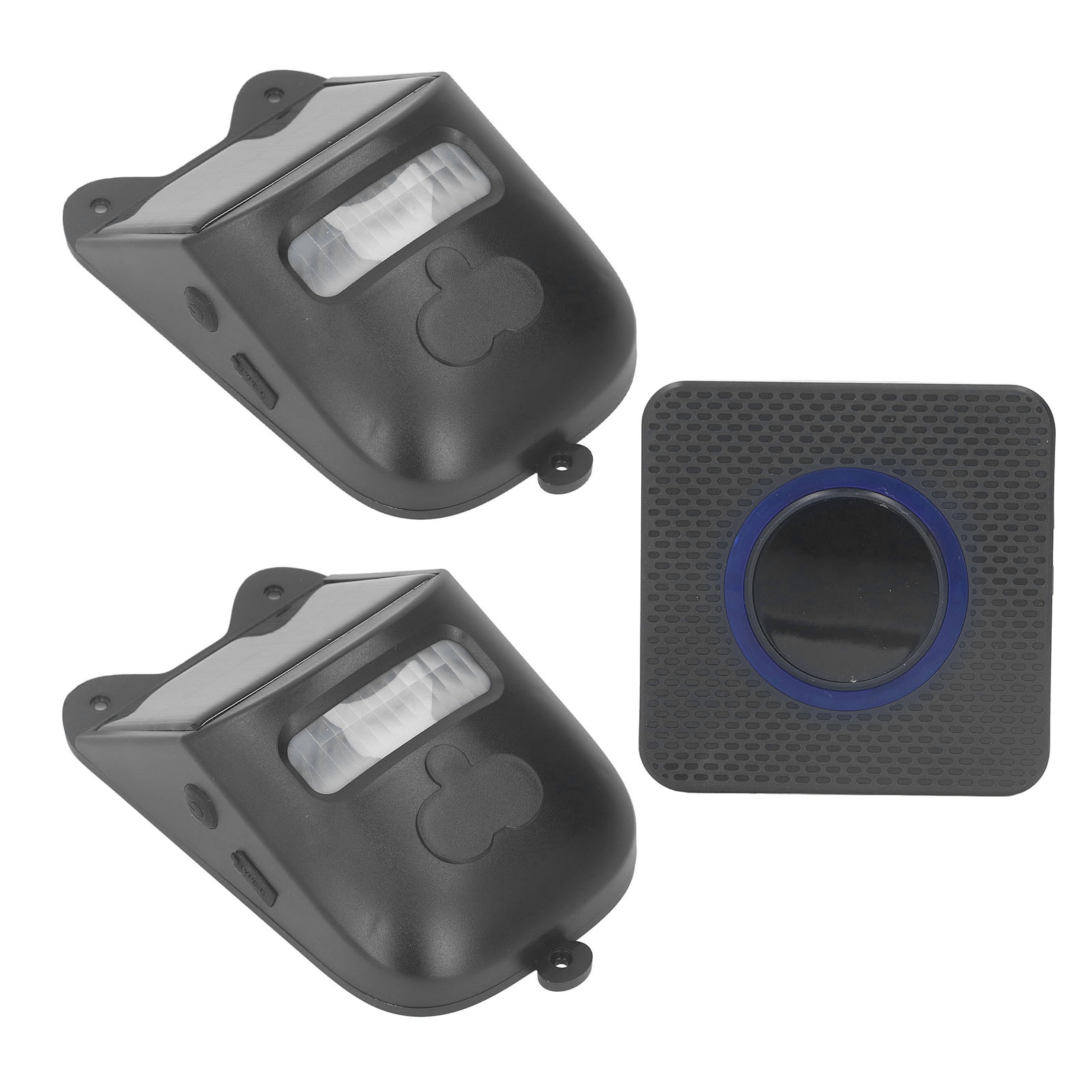 Infrarot-bewegungsmelder Mit Drahtloser Türklingel, Solar-außenalarmanlage Mit Sirene Und Blitzlicht, Ip65-präsenzsensor Für Die Einfahrt, 110-240v Eu-stecker, Led-sicherheitsset.