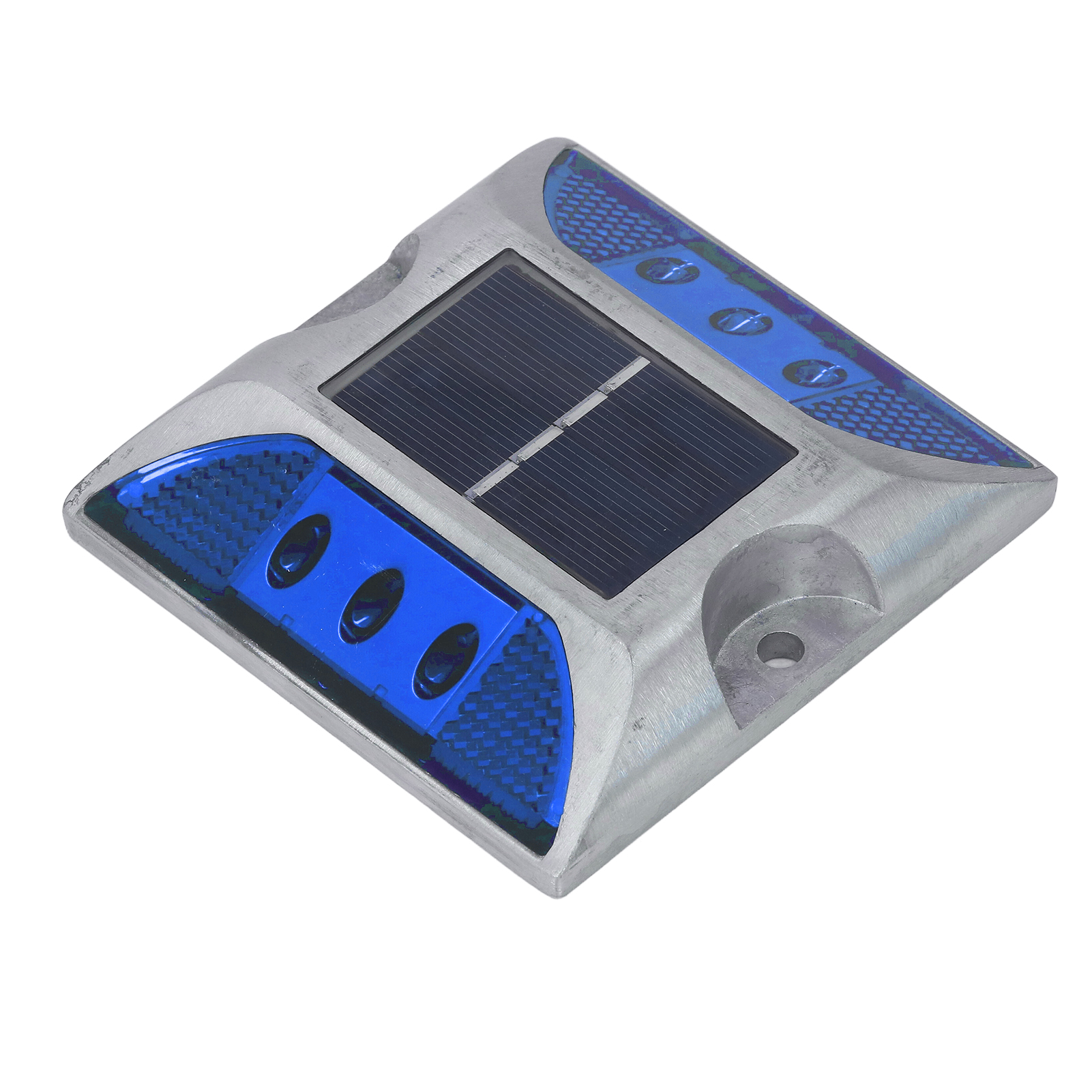 Solarbetriebene Pollerleuchte Aus Aluminiumlegierung Für Einfahrten, Gehwege Und Außentreppen, Wasserdicht (ip68), Blaues Licht