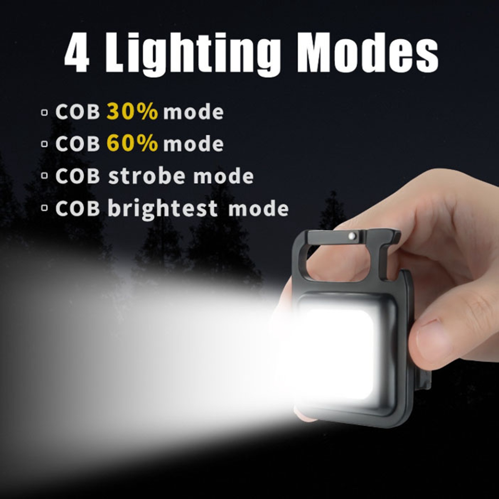 Mini-cob-taschenlampe Mit Ständer, Usb-c-ladeanschluss, Magnetischem Led-schlüsselanhänger, Magnetfuß, 3,7–4,2 V, Taschenlampe