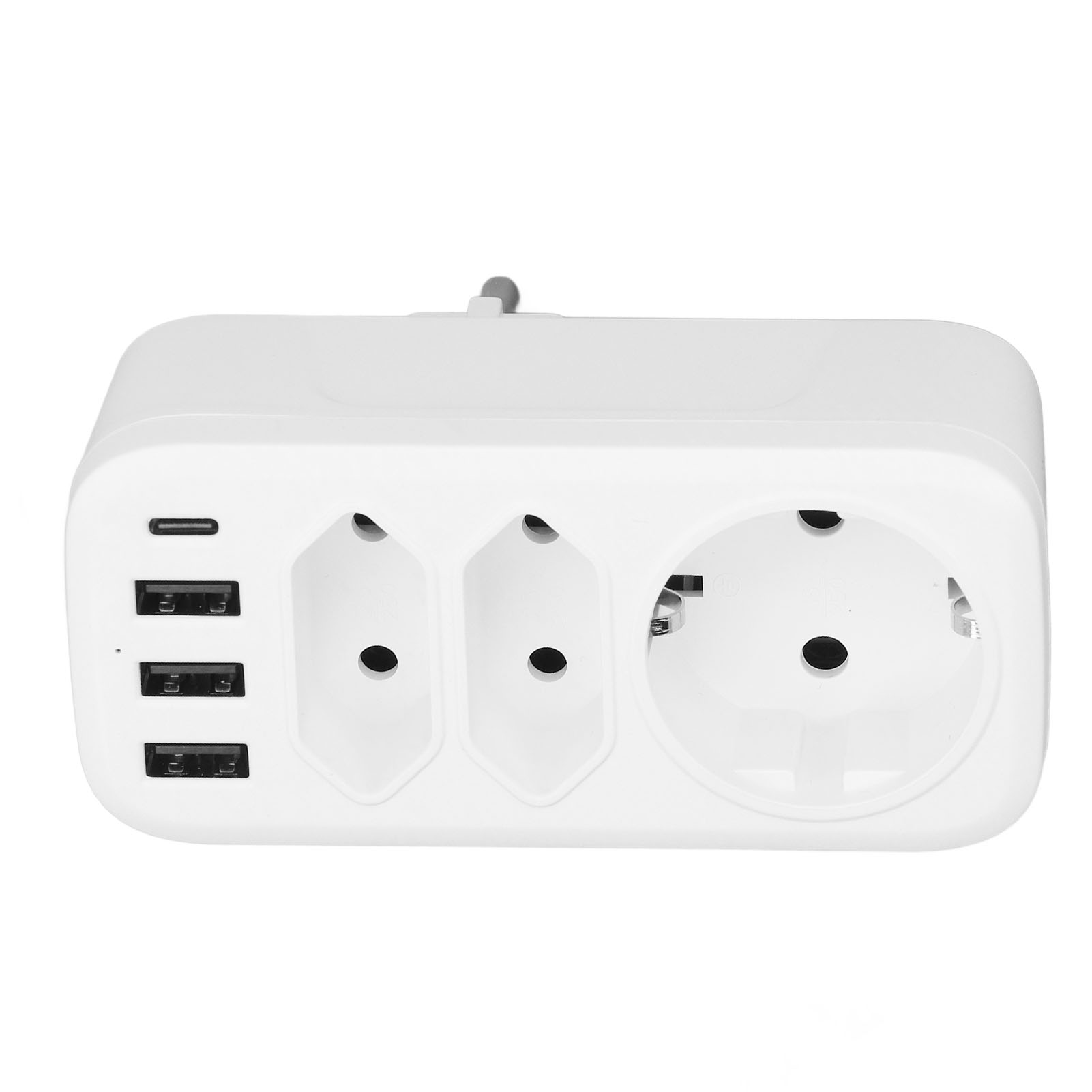 7-in-1 Mehrfachsteckdosenadapter, Dreifache 3-wege-steckdose, 3 Usb-anschlüsse Und 1 Usb-c-anschluss, Eu/de-konverter, 100-250v Europäischer Stecker, Kompaktes Netzteil.