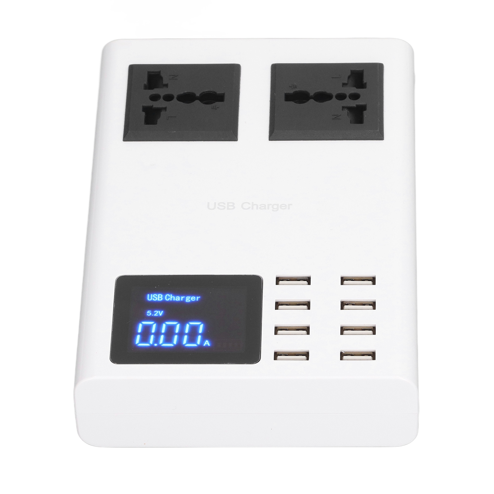 8-port-led-usb-ladegerät Mit Eu-netzadapter, Überspannungs- Und Überstromschutz, Europäischem Stecker Ac 100-240v, Lcd-bildschirm, Schnellladefunktion Für Mehrere Steckdosen.