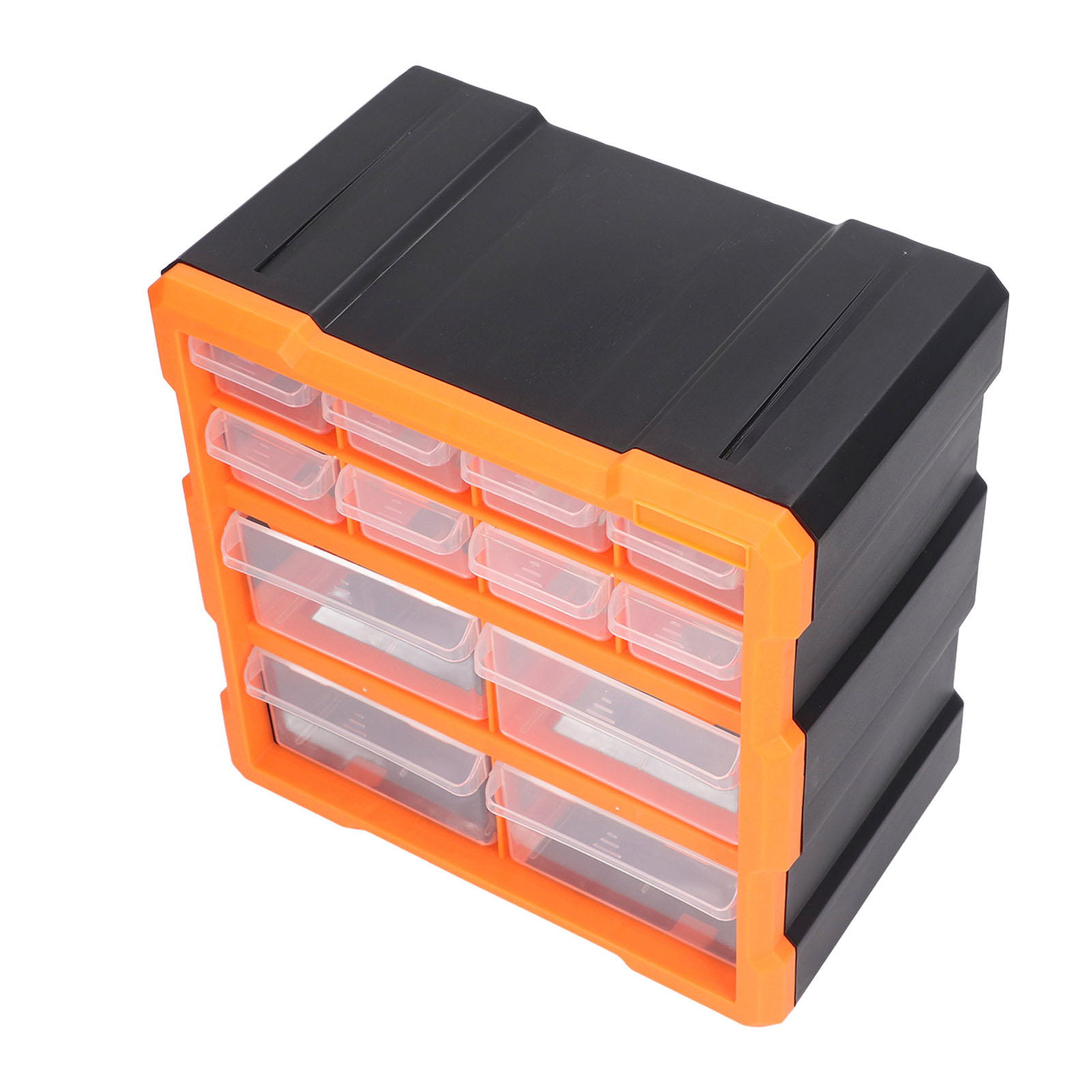 Transparente Aufbewahrungsbox Mit 12 Schubladen Für Schrauben, Beschläge, Bürobedarf, Heimwerkerbedarf, Werkstattbedarf, Schreibwaren Und Bastelzubehör.