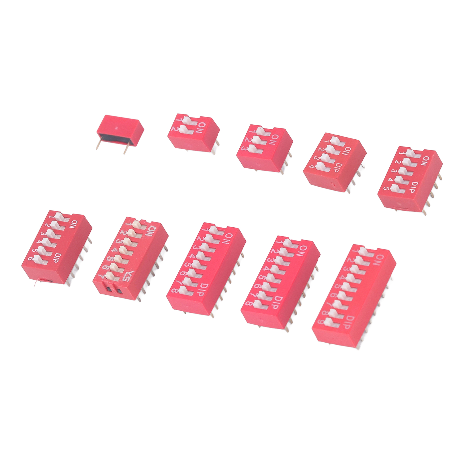 Packung Mit 45 Verschiedenen 2,54-mm-dip-schaltern, 1-9 Positionen, Ein/aus, Für Steckplatinen Und Elektronische Schaltungen