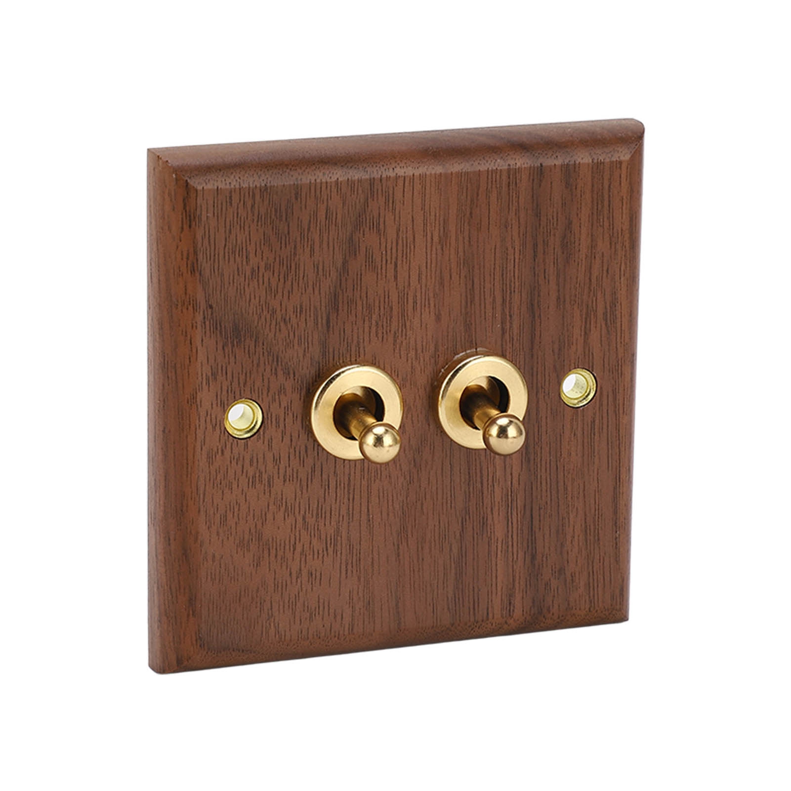 Retro-doppel-wechselschalter, Wandblende Aus Walnussholz Mit Messingschrauben, 50 Hz, 250 V