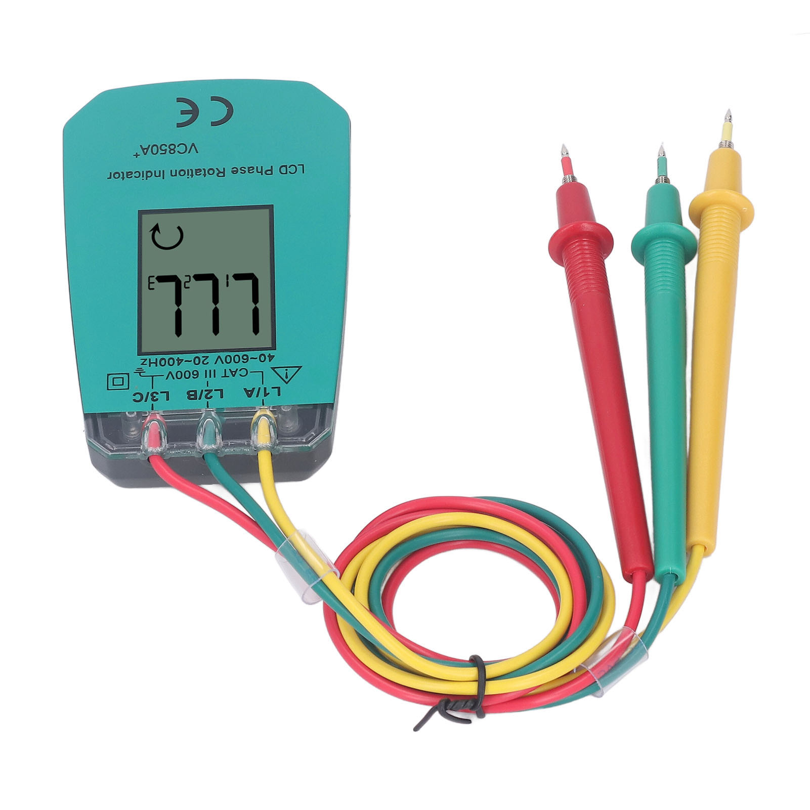 Dreiphasen-phasenfolgeprüfer, Drehwinkeldetektor Mit Lcd-bildschirm, 40–600 V, Sequenzzähler Für Elektrische Installationen