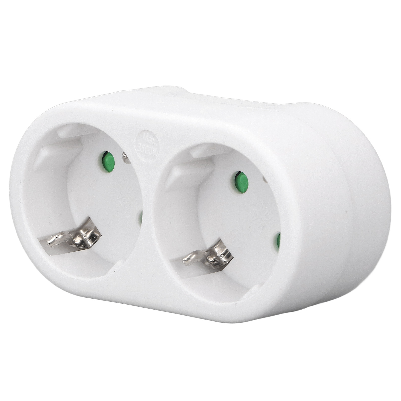 Europäischer Steckeradapter Mit 2 Steckdosen, 16 A, 250 V, Eu-standardstecker-konverter, Wasserdicht, Platzsparend, Mehrfachsteckdosen-wandladegerät