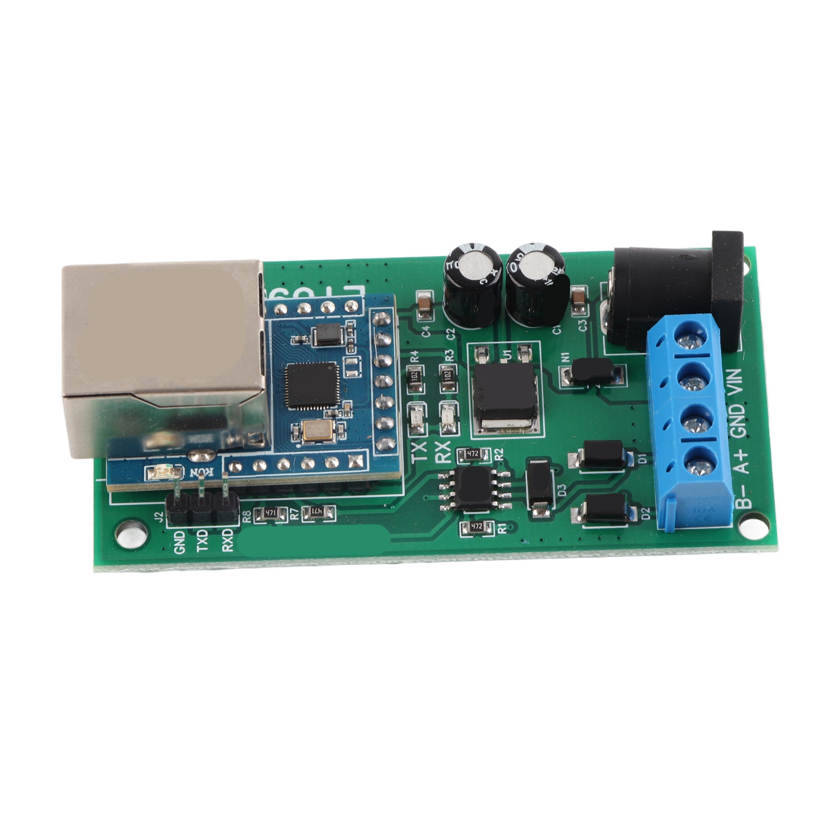 Rs485 Ethernet-konverter 9600 Bps, Tvs-überspannungsschutz, Tcp/udp-modul, 12 V, Ohne Rtu-gehäuse