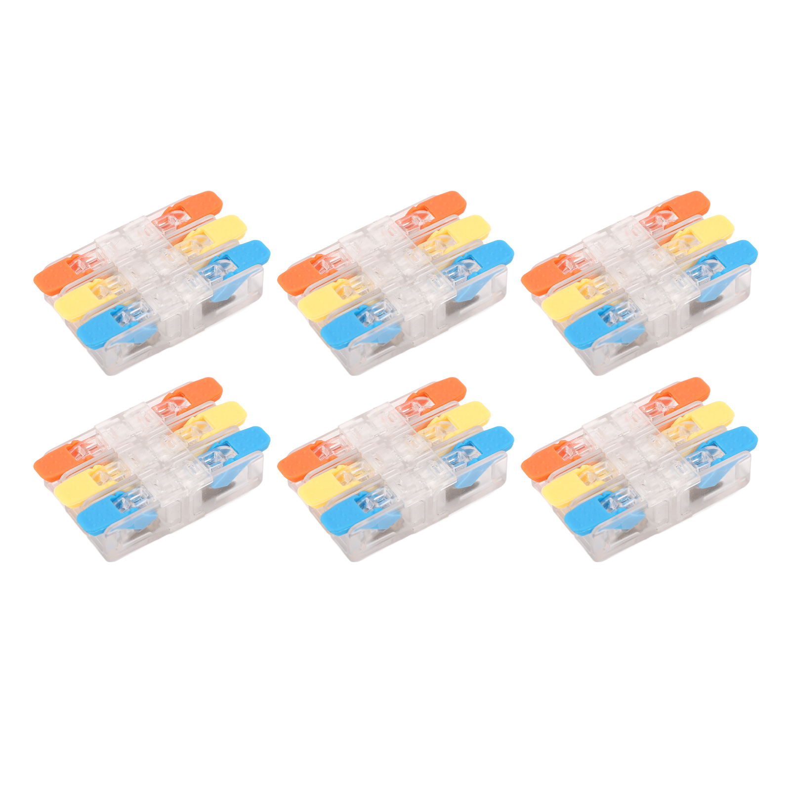 10-teiliger Elektrischer Schnellverbinder, 3-in/3-out Hebelklemmenblock, 41 A 450 V, Inline-drahtverbindung, Lötfreies Spleißen