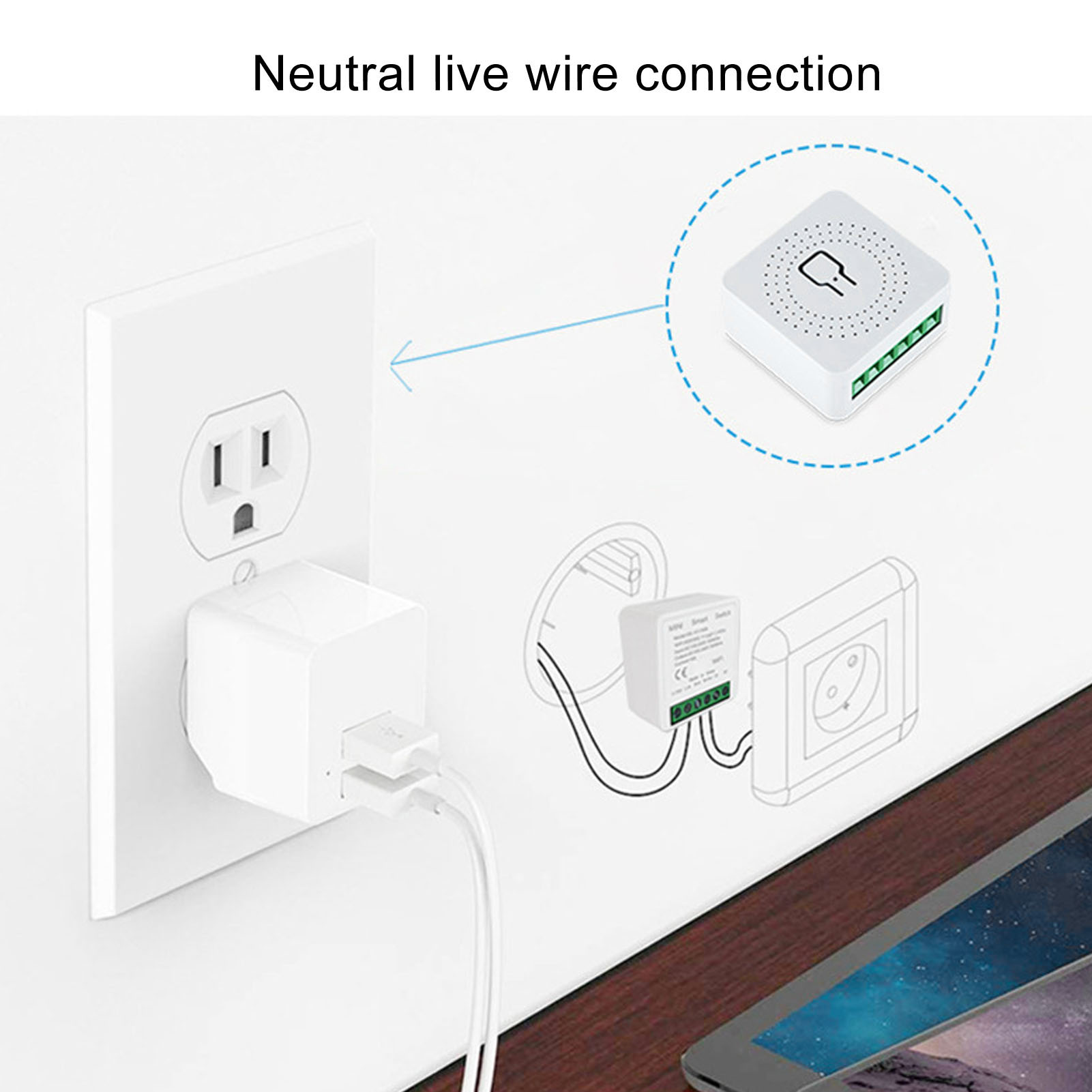 Mini-wlan-wandschalter Zum Selbstbauen, 16 A, Ac 100–240 V, 50/60 Hz, Modul Zur Steuerung Der Hausbeleuchtung, Drahtlose Fernbedienung, 1 Stück