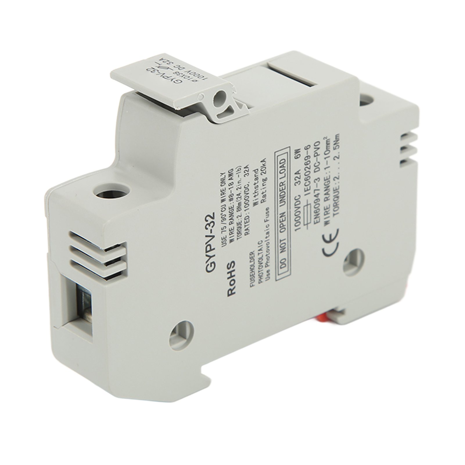 1p 32a Sicherungshalter, Flammhemmender Pc-sockel, 1000vdc, Für Photovoltaikanlagen, Kompaktes Gehäuse, Zuverlässiger Schutz.