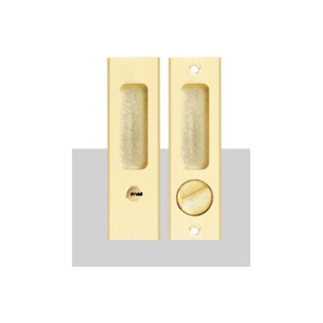 Versenkter Türgriff Mit Schiebeschloss 160 Mm (gebürstetes Gold) – Schieberiegel Für Innentüren, Gebürstete Goldoberfläche, Moderner Hohlgriff.