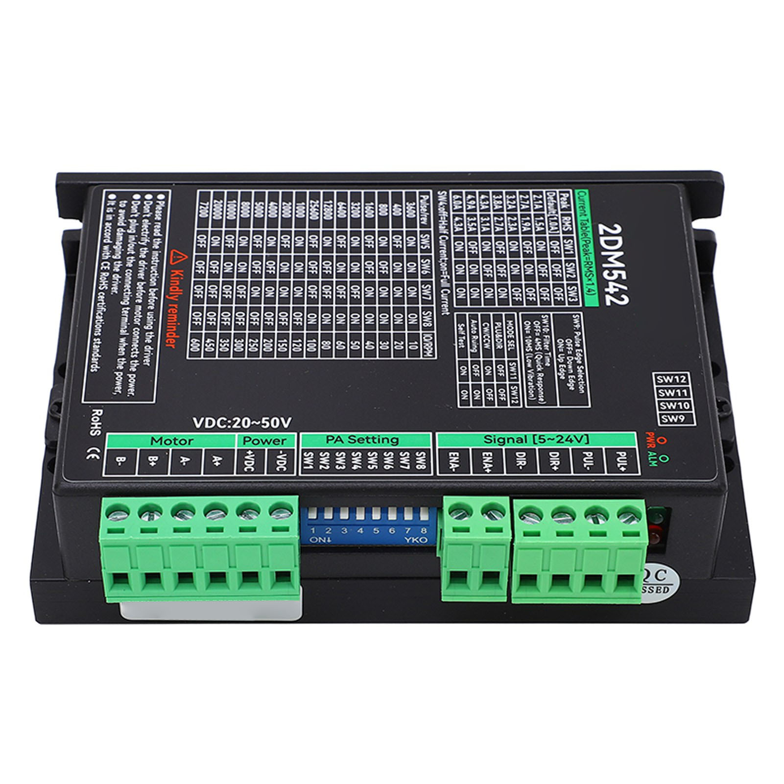 2dm542 Digitaler 2-phasen-schrittmotortreiber, 20-50vdc-controller, Hochpräziser Cnc-treiber
