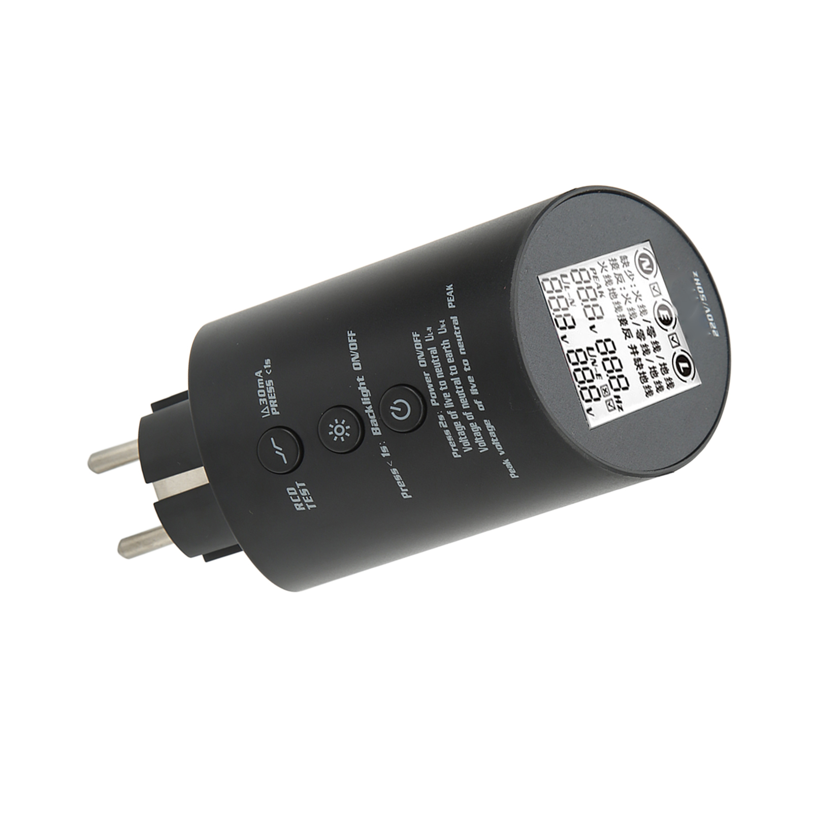 Steckdosentester, Spannungsprüfer, Fehlerstromtester Für Wandstecker, Lcd-bildschirm, Eu-stecker 220 V
