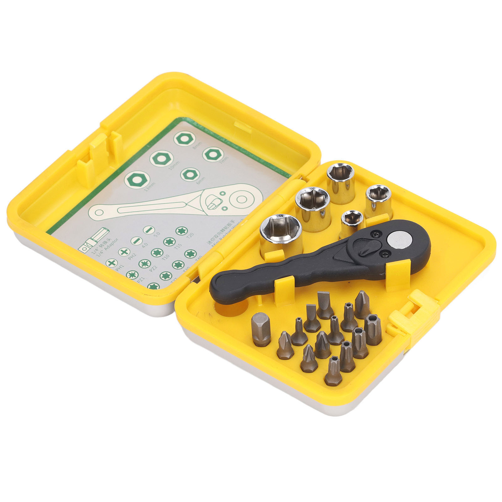 20-teiliges Set Inklusive Ratschenschlüssel, Schraubendrehern, Steckschlüsseln, Bits, Multifunktions-werkzeugkasten Und Bedienungsanleitung Für Den Heimgebrauch