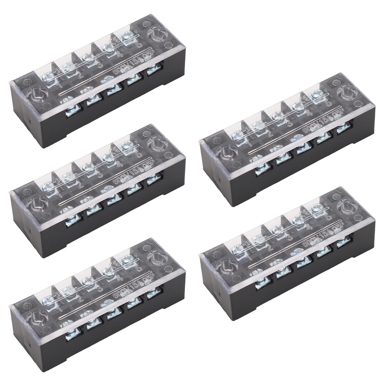 Satz Mit 5 Elektrischen Verteilerblöcken, M3-schraubklemmenblock, 5-polige Sammelschiene 600 V 15 A, Für Auto/boot