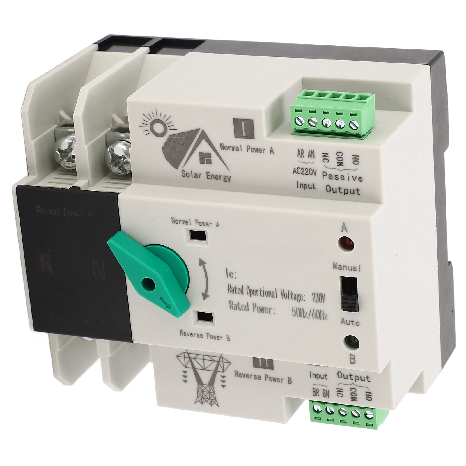 Automatischer 2p 100a Umschalter, Millisekunden-schnelles Schalten Ac230v 50/60hz, Solar-zu-netz-zeitschaltuhr, Zweipoliger Schalter.
