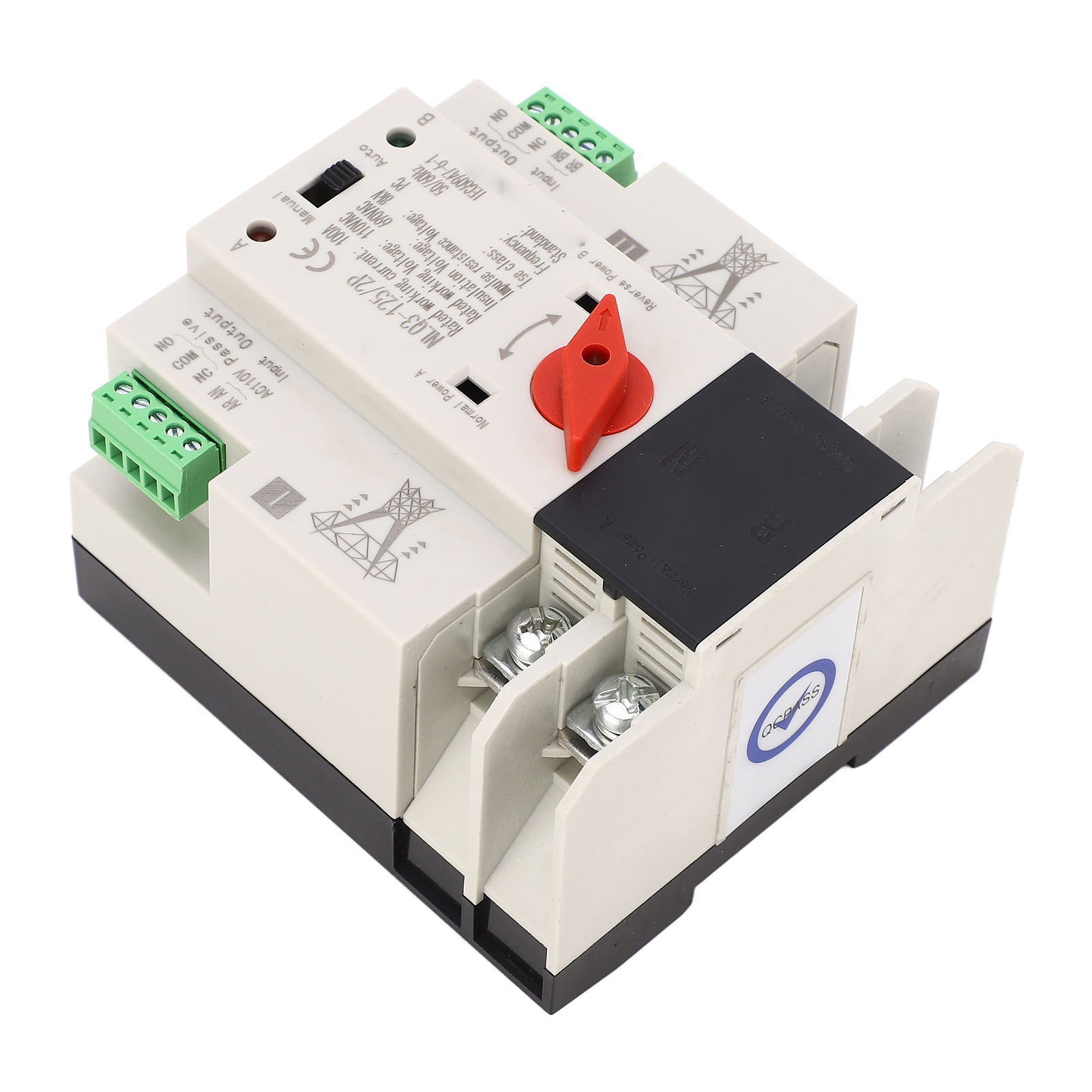 Automatischer Umschalter Ats 2p 110v 100a, Umschaltung Zwischen Zwei Stromquellen, Montage Auf 35mm Din-schiene, Not-aus-schalter Für Generatoren.