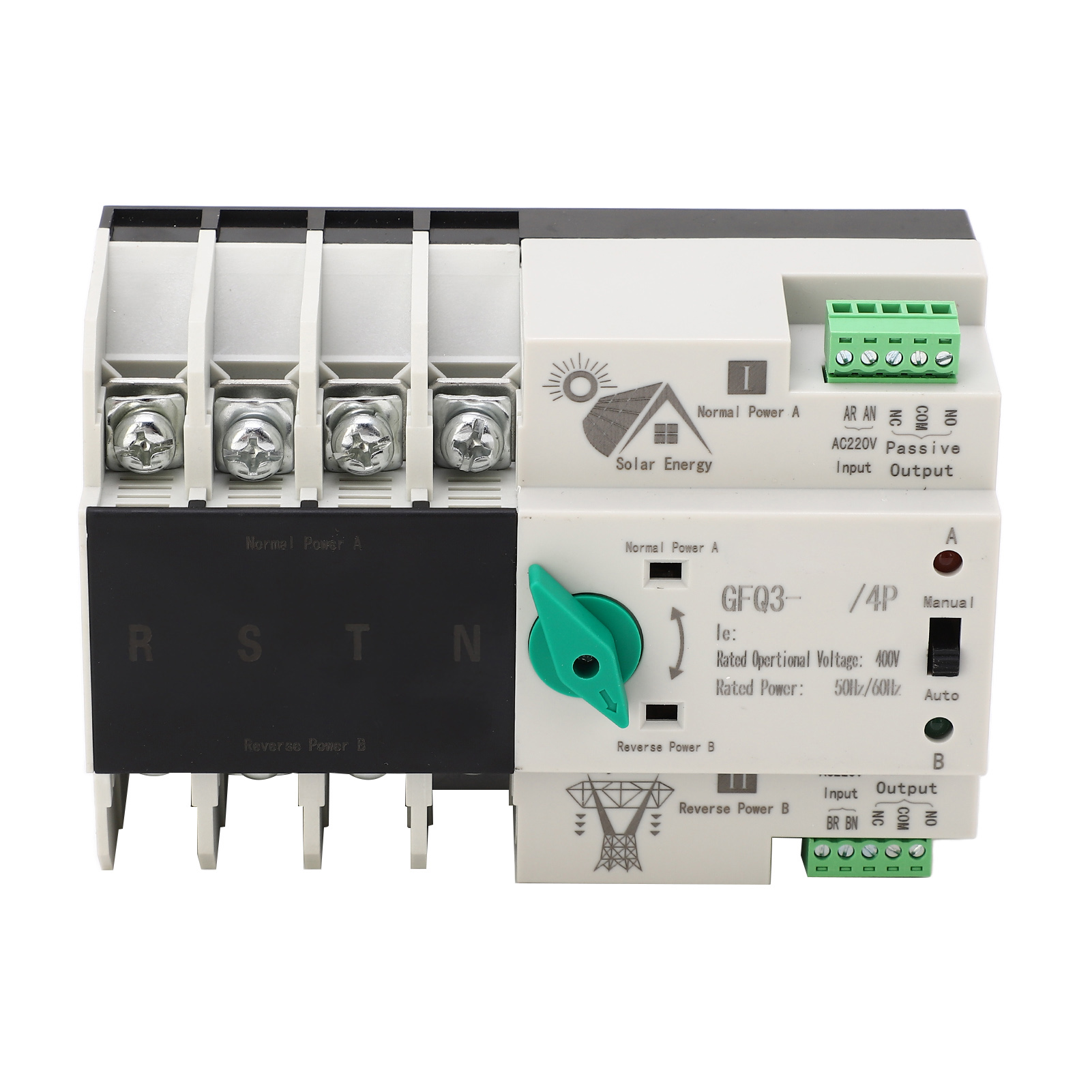 Automatischer 4-poliger 63-a-400-v-wechselstrom-umschalter, Doppelleistungs-leistungsschalter 50/60 Hz, Elektronischer Kippschalter Für Fabriken Und Einkaufszentren