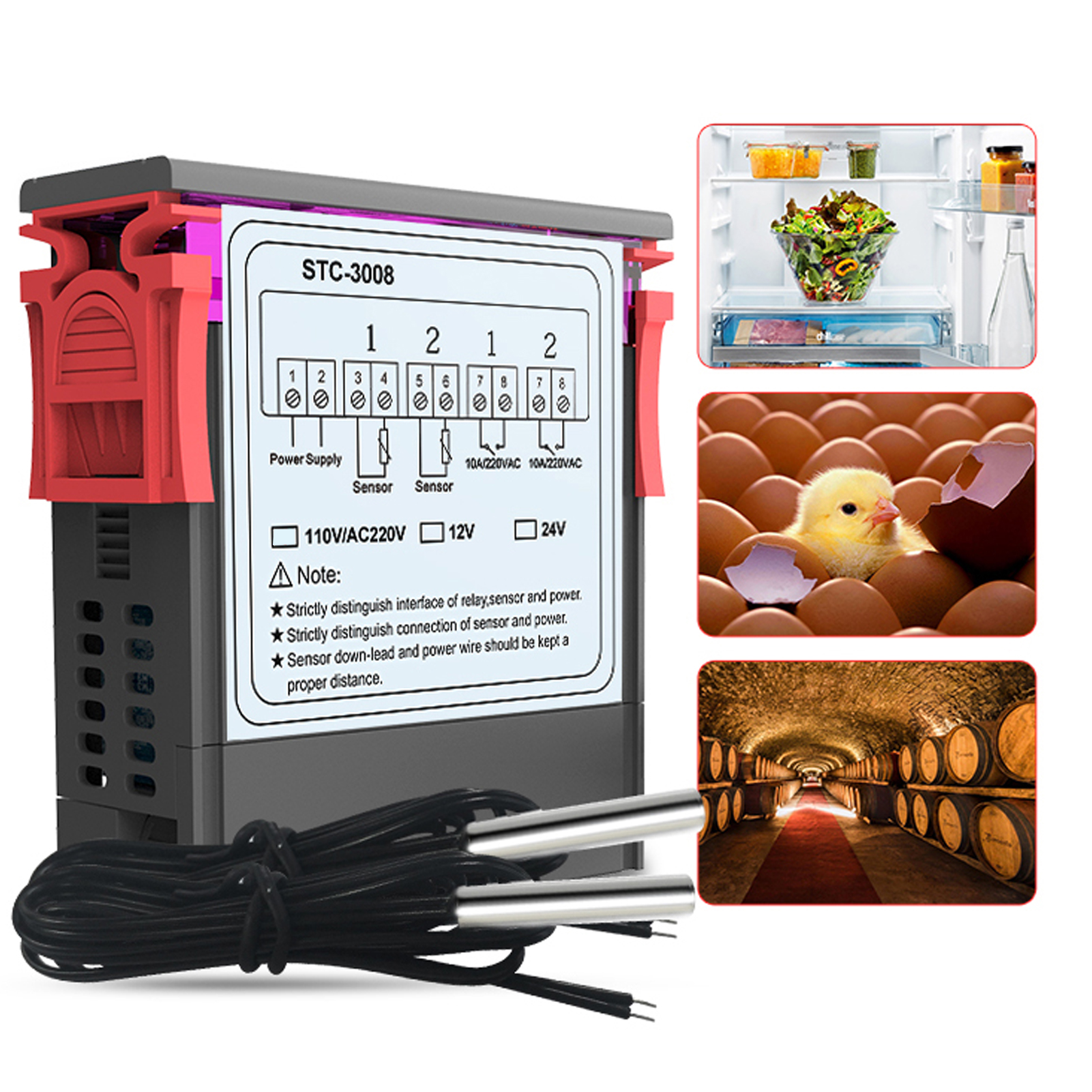 Elektronischer 12v-doppelregler-thermostat, Intelligenter Digitaler Regler Mit Display, Einstellbarer Schalter Für Heizen Oder Kühlen, Mikroprozessorgesteuerte Präzision.